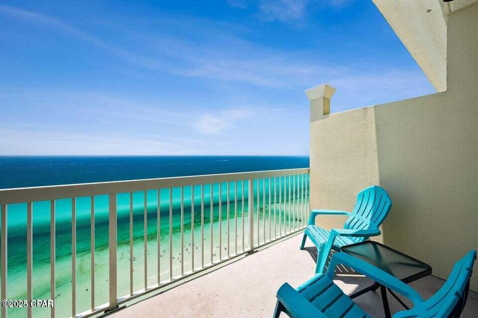 23rd-FLOOR OCEANFRONT PENTHOUSE at Celadon Beach Resort! Move-in ready & fully furnished, a perfect turnkey rental! Features a King Master with TV & private bath, hallway twin bunks, Living room queen sleeper, and a second bath with tub/shower combo. The kitchenette is fully outfitted with dining for six plus three barstools. New HVAC (2025), HW (2018). Enjoy breathtaking Gulf views from the spacious, furnished balcony. Beach service already paid for (March 1-Oct 31) includes 2 chairs, 1 table & 1 umbrella. Resort perks: indoor/outdoor pools (heated seasonally), 2 hot tubs, sauna, steam room, gym, & beachfront BBQ area. Prime Location: Situated on the West End of Panama City Beach, 5 min from Pier Park and 15 min to 30A, the perfect blend of relaxation and entertainment.