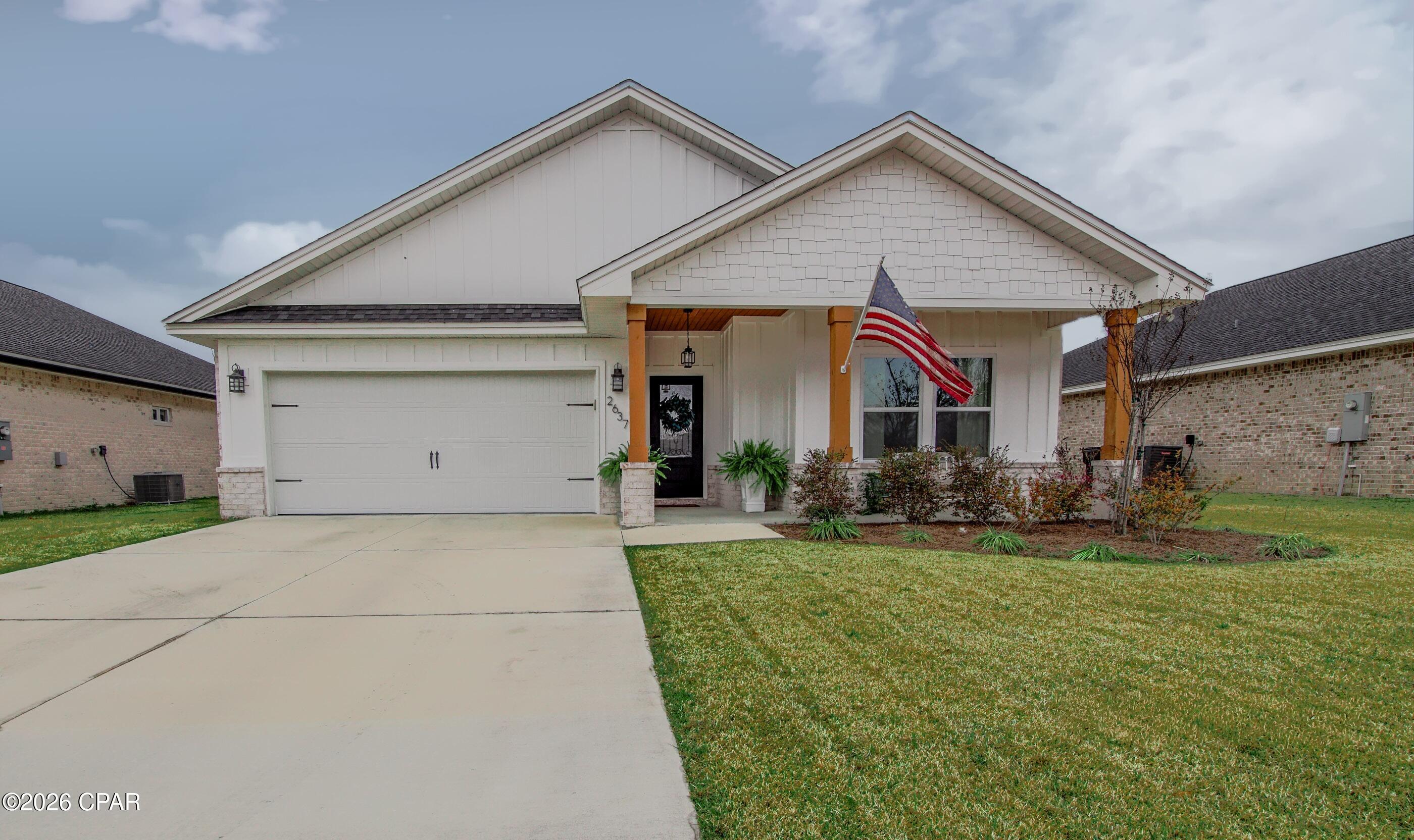 Luxury Rental | Like-New Home with Pond View, Fenced Yard , Near Tyndall AFB
Welcome to this stunning like-new luxury rental home built by one of Bay County's premier builders, offering exceptional craftsmanship, upscale finishes, and premium features rarely found in comparable rental homes. Nestled in a quiet cul-de-sac with an unobstructed pond view, this beautifully designed home provides the perfect blend of luxury, comfort, privacy, and convenience.
Designed with modern living in mind, the open-concept floor plan features 9-foot ceilings throughout and a dramatic 10-foot tray ceiling in the living room, creating a bright, spacious atmosphere filled with natural light. Elegant crown molding, designer lighting, LED recessed lighting, and luxury vinyl plank flooring add timeless style throughout the home. The gourmet kitchen is truly the centerpiece of the home and offers everything today's renters are searching for, including a large entertaining island, quartz countertops, custom ceiling-height wood cabinetry, a farmhouse sink, designer tile backsplash, a walk-in pantry, and premium stainless steel appliances and washer and dryer. The seamless flow between the kitchen, dining area, and living room makes the space ideal for entertaining or everyday living. The spacious primary suite serves as a private retreat, featuring a tray ceiling and a charming barn door leading to a spa-inspired ensuite bathroom complete with dual cultured marble vanities, a relaxing garden tub, a separate cultured marble shower with a glass enclosure and built-in bench, and an oversized walk-in closet.
Throughout the home, you'll find upgraded luxury vinyl plank flooring, designer lighting, modern fixtures, premium hardware, and ceiling fans that enhance both style and functionality. The epoxy-coated two-car garage includes convenient keypad entry. Outside, the home showcases an attractive approximately 90% brick exterior with durable board-and-batten Hardie board accents, providing exceptional curb appeal and low-maintenance durability. The fully sodded and landscaped yard features an irrigation system on a separate meter to help reduce water costs, while the 6-foot privacy fence with double gated access creates the perfect space for outdoor enjoyment,. Enjoy relaxing or entertaining on the covered back porch, conveniently accessed through double doors from the great room,. Ideally located just minutes from shopping, restaurants, schools, and everyday conveniences, this home is only 5 minutes from Winn-Dixie, 7 minutes from Publix, less than 20 minutes from Tyndall Air Force Base, and a short drive to the world-famous sugar-white beaches and emerald waters of Panama City Beach. Pet-friendly with a maximum of two pets, subject to owner approval. A $50 monthly pet rent applies.
This exceptional luxury rental offers the perfect combination of quality construction, upscale finishes, modern conveniences, and an unbeatable location, making it one of the most desirable rental homes available in Bay County. Schedule your private showing today!