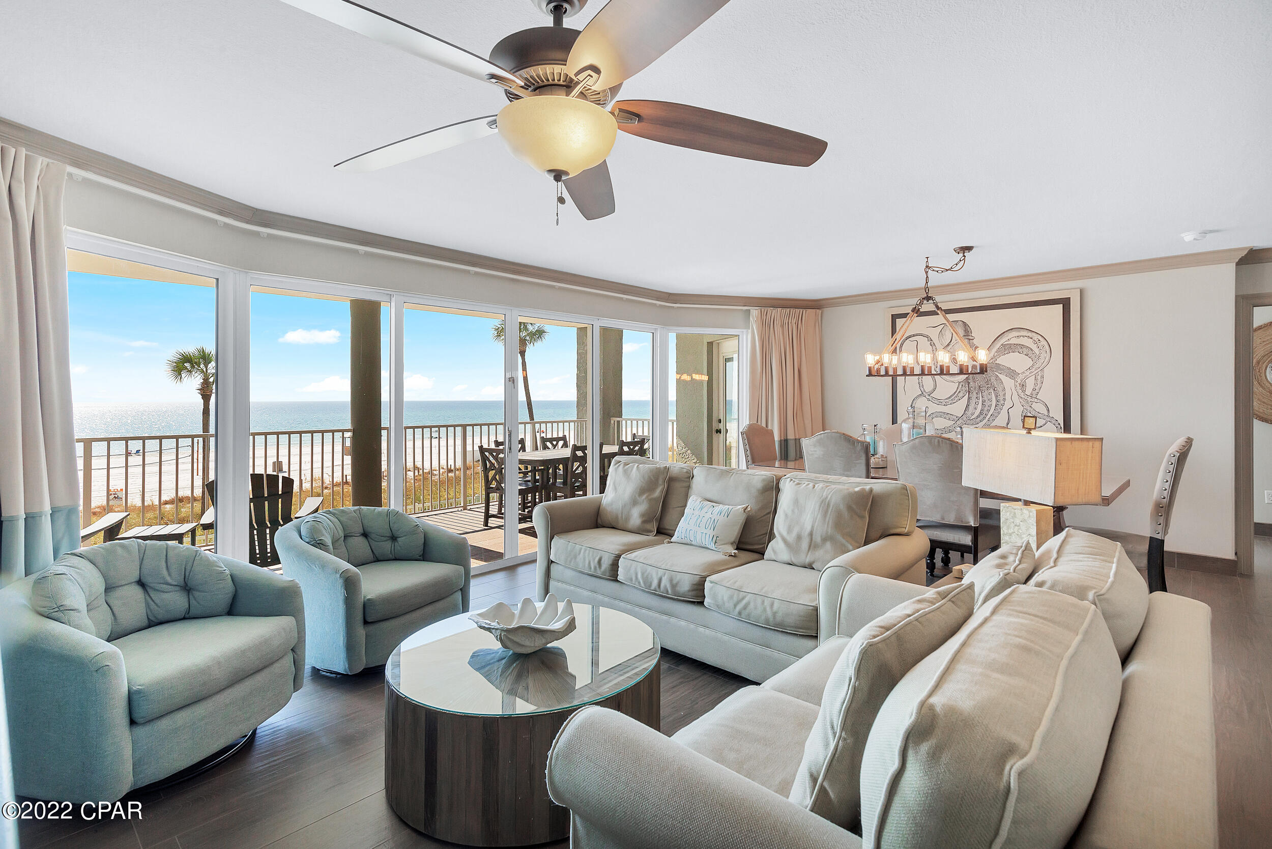 CURRENTLY UNDER CONTRACT, SELLER WILL CONSIDER BACKUP OFFERS. Impressive upgrades throughout this 3BR/3BA end-unit at Long Beach are sure to impress. Custom cabinets, beautiful floors and gorgeous bathroom upgrades are just a few of the renovations that stand out. All three bedrooms have gulf views and the large balcony give you plenty of room to relax and enjoy the amazing views. Centrally located in Panama City Beach, Long Beach Resort boasts THREE gulf-front pools, gated access and the ''Hangout Bar and Grill'' on the main pool. AVERAGE 3BR/3BA units have been grossing over $100K in rental income so just imagine what a unit like this might do. Make an appointment to see this one in person....EASY TO SHOW.