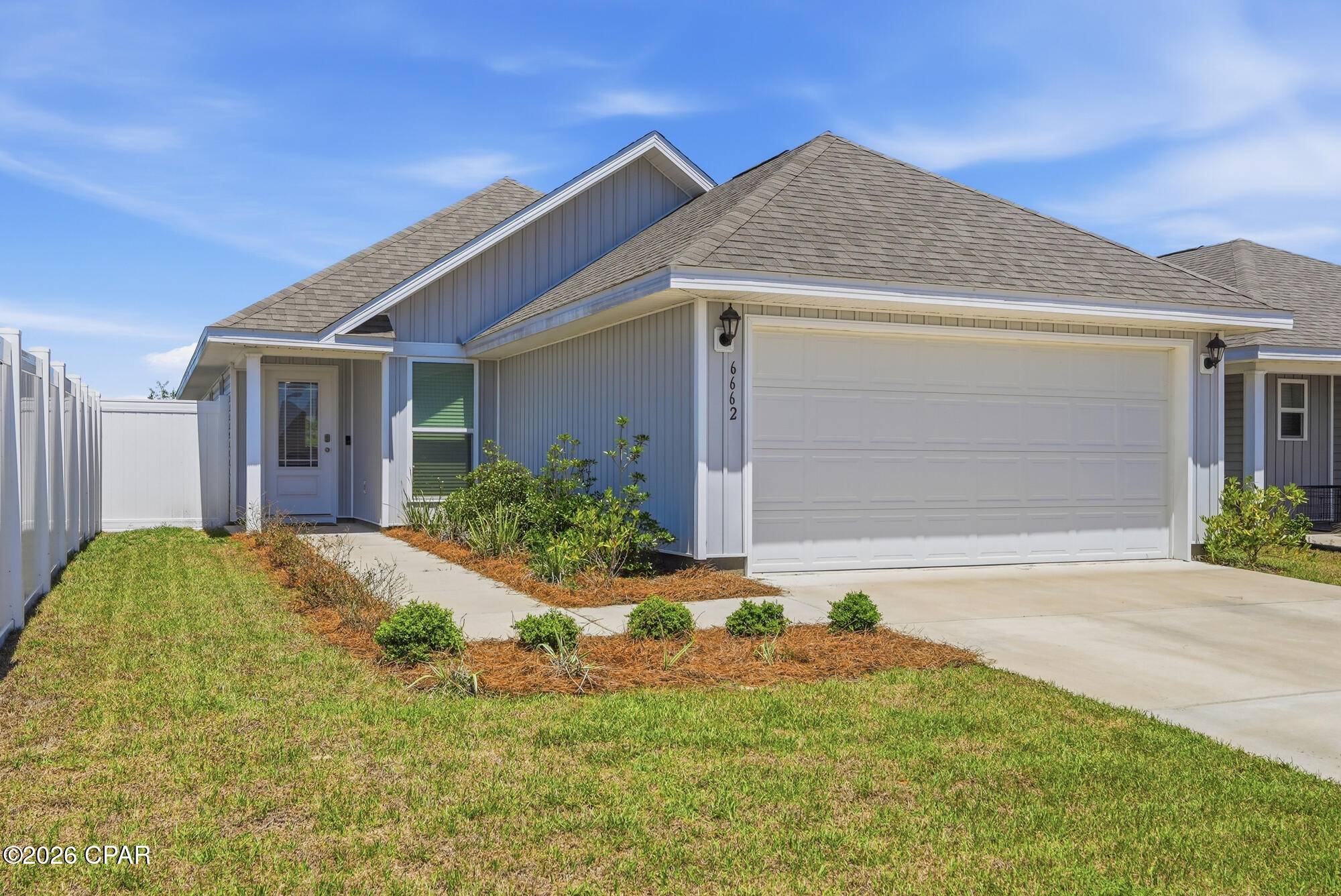 Welcome to this 3 bedroom, 2 bathroom home built in 2024, featuring the Celeste floorpan in the highly sought after Liberty community. This home offers LVP flooring throughout, a 2 car garage, and a fully fenced backyard for added privacy and only woods beyond your back fence. The kitchen includes an island with bar seating, perfect for everyday living and entertaining. Secondary bedrooms are spacious and thoughtfully separated by a hallway and full bathroom. The primary suite features a double vanity, soaking tub, and separate shower.

Located in Liberty, a walkable, thoughtfully designed community with underground utilities, helping reduce the risk of storm-related outages. Residents enjoy exclusive access to two amenity centers, including a 7,500 sq ft community center, two pools, playgrounds, splash pads, a fitness center, pickleball courts, a basketball court, and an outdoor grilling kitchen.

Conveniently located approximately 25 minutes to Tyndall Air Force Base, 20 minutes to nearby hospitals, and less than 15 minutes to restaurants, grocery stores, and shopping.