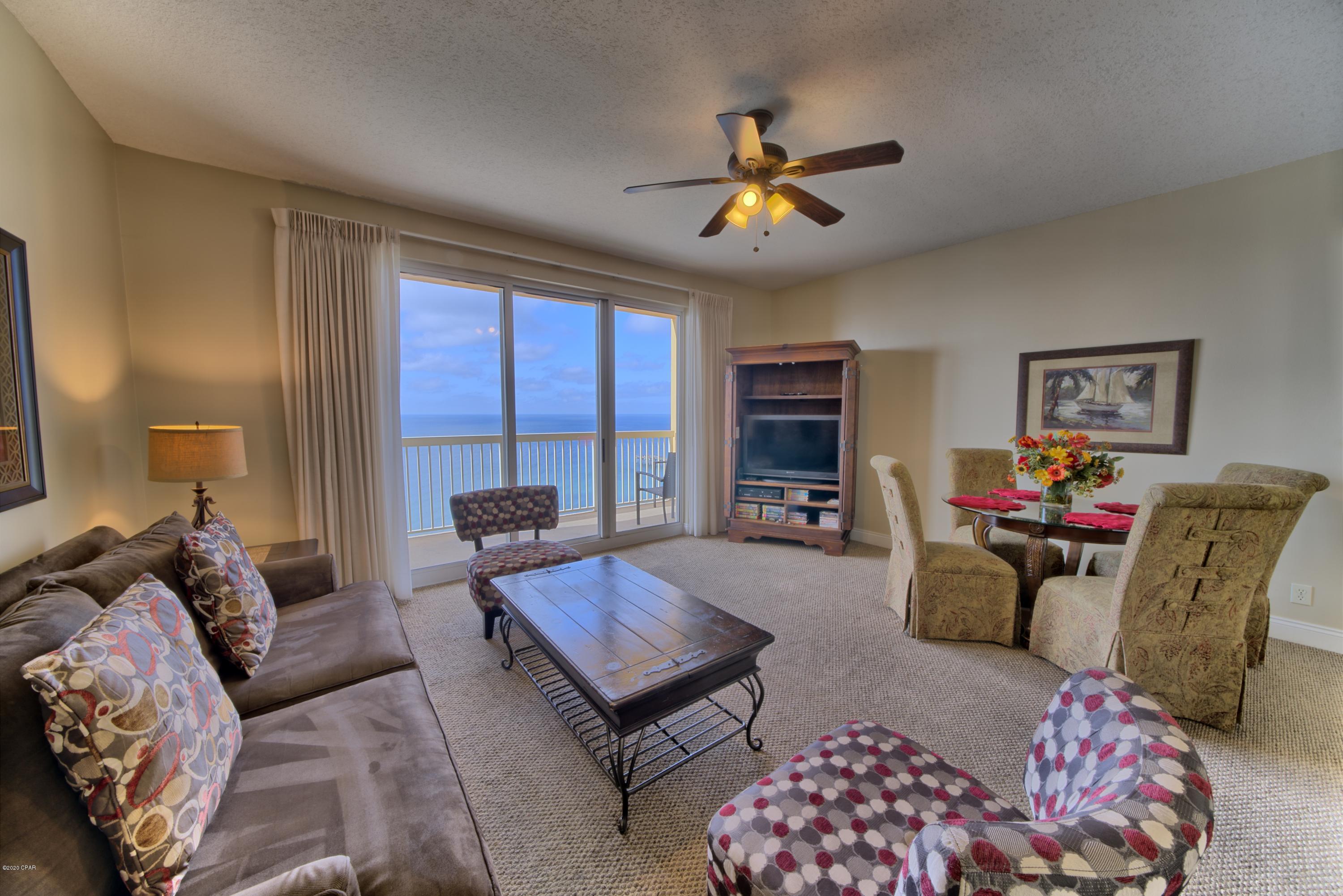CURRENTLY UNDER CONTRACT, SELLER ACCEPTING BACKUP OFFERS!! This absolutely immaculate, fully furnished 1 bed 2 bath condo with a bunk sleeps 6 very comfortably and has  fantastic rental income potential. This condo has been beautifully furnished and well-maintained to meet the upscale taste of the owner.  Calypso is a Caribbean Style Resort with 2 gulf front lagoon style pools, a Tiki Hut bar/restaurant, and a premier location on Panama City Beach. Located directly across the street from Pier Park where you can enjoy restaurants, entertainment and shopping. In addition, Calypso is located directly East of the City Pier with some of the best fishing Panama City Beach has to offer. Don't let this once in a lifetime opportunity pass you by! ALL DIMENSIONS & SQUARE FOOTAGE IS APPROXIMATED. PLEASE VERIFY IF IMPORTANT!.