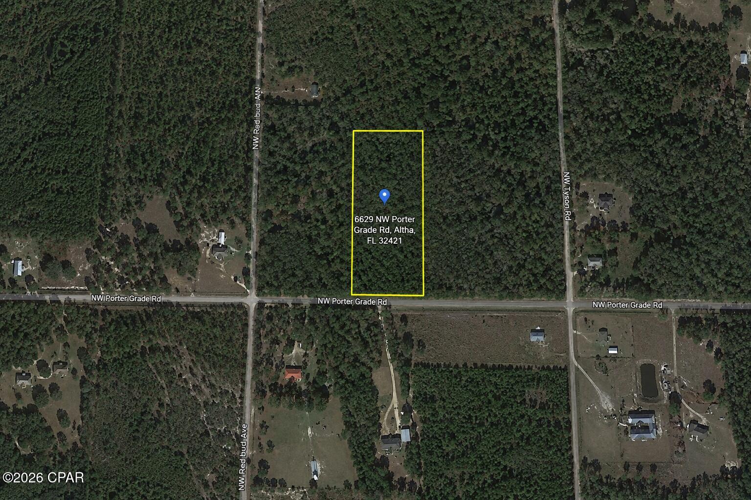 Discover the possibilities with this beautiful 5-acre parcel located in the peaceful countryside of Altha, Florida. Offering approximately 5 acres of wooded land, this property provides an excellent opportunity to build your dream home, create a private retreat, or invest in North Florida's growing rural market.

Enjoy the privacy and tranquility of country living while remaining within convenient driving distance of Marianna, Panama City, and Tallahassee. The property offers road frontage along NW Porter Grade Road and provides ample space for a custom home, outdoor recreation, or other permitted uses subject to county regulations.

Whether you're looking to build now or invest for the future, this property offers the flexibility and space to bring your vision to life.

Buyer is encouraged to verify zoning, land use, utilities, dimensions, flood zone, and any intended use with Calhoun County.

 Discover the possibilities with this beautiful 5-acre parcel located in the peaceful countryside of Altha, Florida. Offering approximately 5 acres of wooded land, this property provides an excellent opportunity to build your dream home, create a private retreat, or invest in North Florida's growing rural market.

Enjoy the privacy and tranquility of country living while remaining within convenient driving distance of Marianna, Panama City, and Tallahassee. The property offers road frontage along NW Porter Grade Road and provides ample space for a custom home, outdoor recreation, or other permitted uses subject to county regulations.

Whether you're looking to build now or invest for the future, this property offers the flexibility and space to bring your vision to life.

Buyer is encouraged to verify zoning, land use, utilities, dimensions, flood zone, and any intended use with Calhoun County.