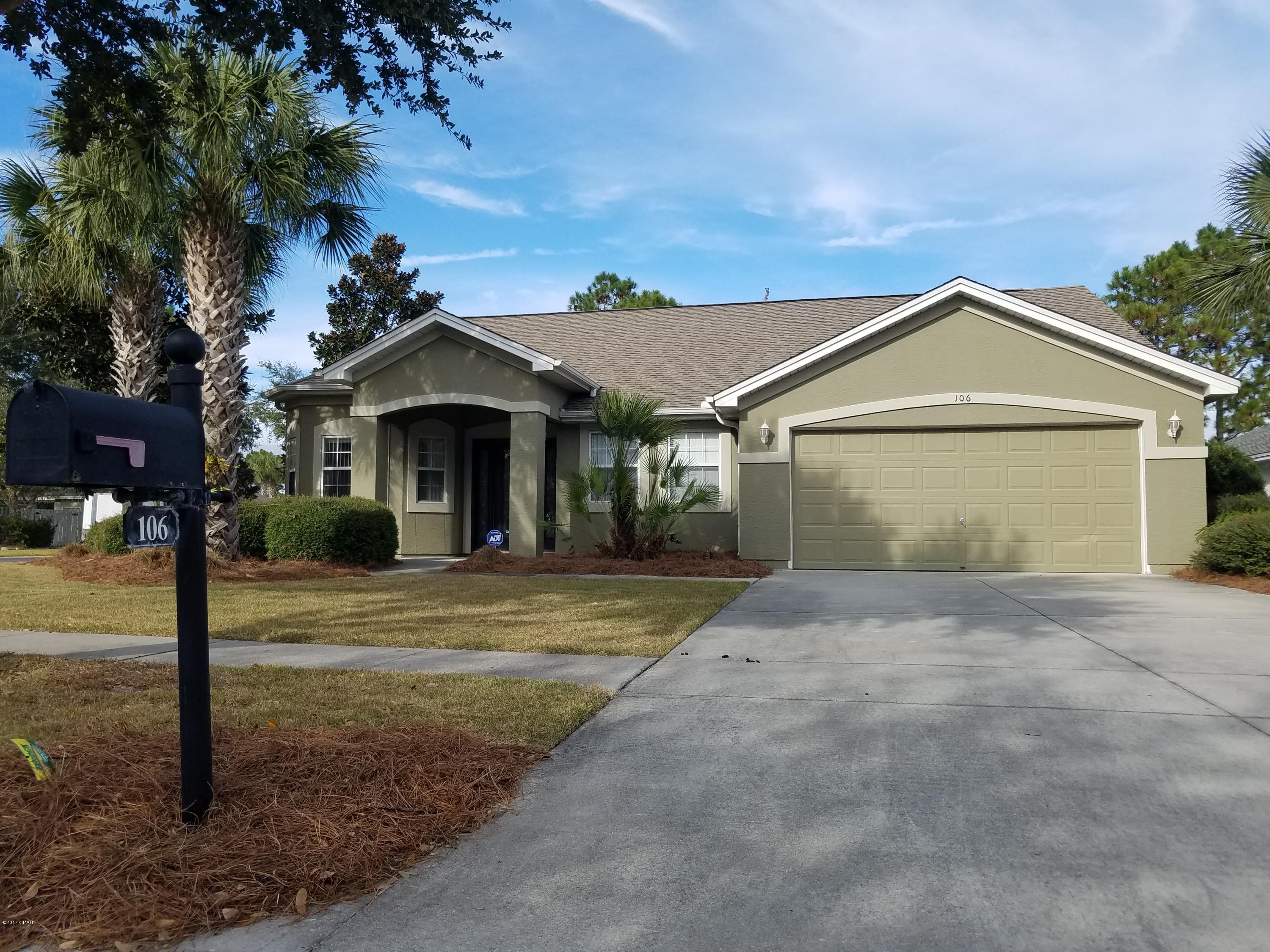 For rent. 3 Bedroom, 2 bath home with quick access to Pier Park. This home features a spacious living room with great natural lighting and sliding glass door to the back patio. The kitchen overlooks the living room and offers a breakfast nook and plenty of cabinet and counter space. Large master bedroom with en suite bath offering his/her separate closets, soaking tub and double vanity. Formal dining room. 2 car garage with large driveway. Washer/Dryer hookup. Rent includes lawn service, irrigation water, and trash service. Small pet negotiable with $250 non-refundable pet fee.
