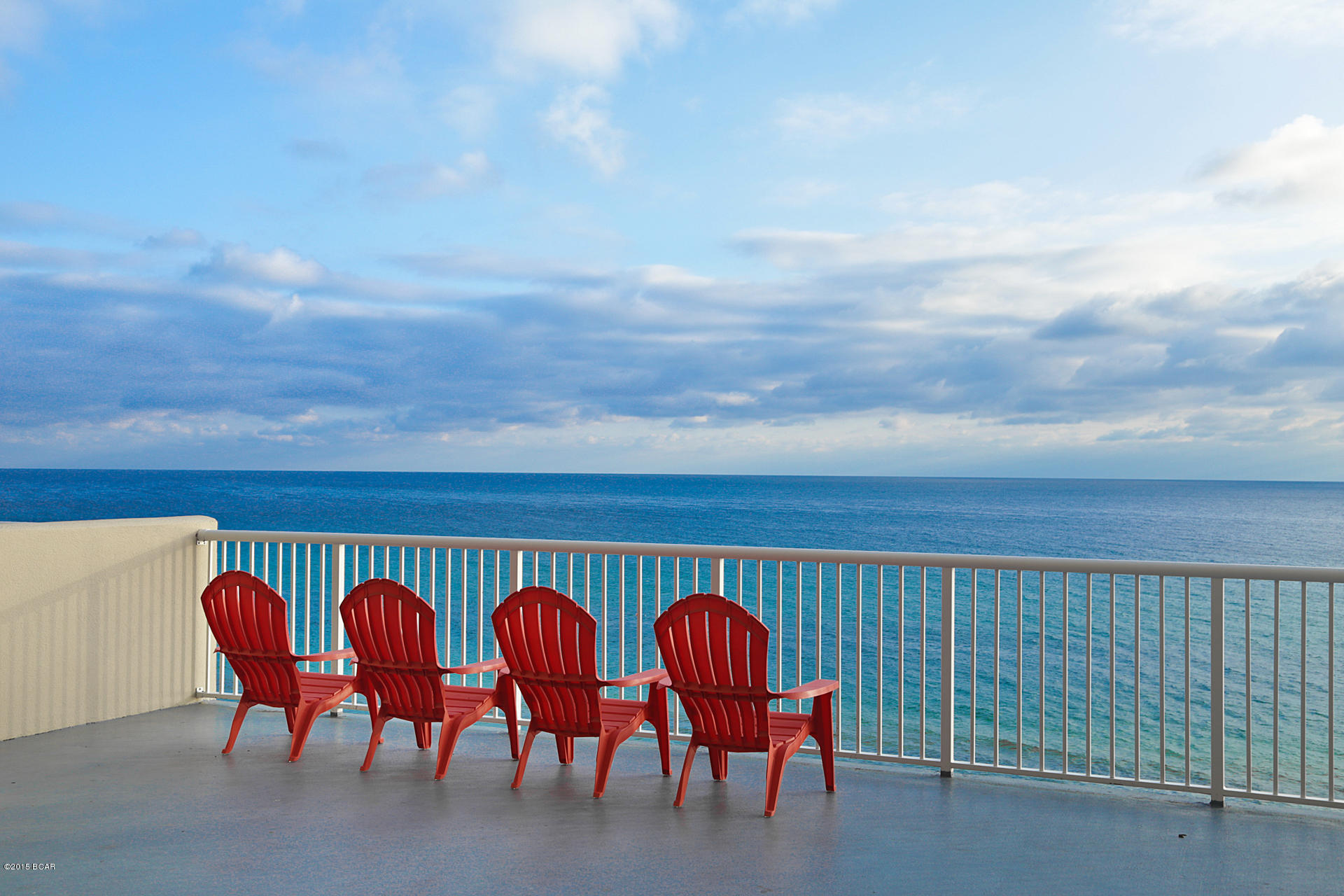Rare opportunity to own an incredible 2-bedroom, 2-bath Gulf front penthouse with one of the largest balconies on the coast, totaling 829 feet! Being one of only 3 penthouses at Palazzo, this unit features 12 foot ceilings. The floor to ceiling glass throughout the unit maximizes the spectacular views and the glass itself has additional tinting to block UV rays keeping the unit cooler on summer evenings. The unit is being sold fully furnished and decorated with flat screen TVs. The high ceilings and open floor plan truly make this condo feel very spacious and along with the expansive balcony an incredible space for entertaining. The kitchen and dining area are open to the living area and there is a granite breakfast bar for more casual dining. The kitchen has wood cabinets, tile floors, thick granite countertops and black appliances. The Gulf front master bedroom is spectacular with direct access to the balcony and a walk-in closet. Wake up to Gulf views and enjoy your coffee on the balcony just outside the room. The spacious master bedroom has a king bed, flat screen TV and an en-suite bathroom featuring double vanities, tile floors and separate walk-in shower. The guest bedroom has a shared bathroom and there is an additional bunk room that is great for guests. This unit sleeps 6+ guests and includes a washer & dryer.  Unit #106 at Palazzo Condominiums in Panama City Beach truly is the perfect vacation home, full time residence, or vacation rental. This unit is currently rented on VRBO with established rental history.

Palazzo amenities include elevated Gulf side pool (heated seasonally), hot tub, complimentary beach service (Mar-Oct), fitness facility, and meeting room. At Palazzo, you are on the desirable West End of Panama City Beach, 1/4 mile from the new Pier Park shopping center, and less than 20 minutes from the Panama City Beach International Airport. Unlike the competition, Palazzo is a low density building consisting of only 129 direct Gulf Front units and has four levels of covered Gulf Front parking under the building - no need for massive parking garages with elevated walkways across the street. Do not miss out on this incredible opportunity to own a rare penthouse with an incredible balcony.