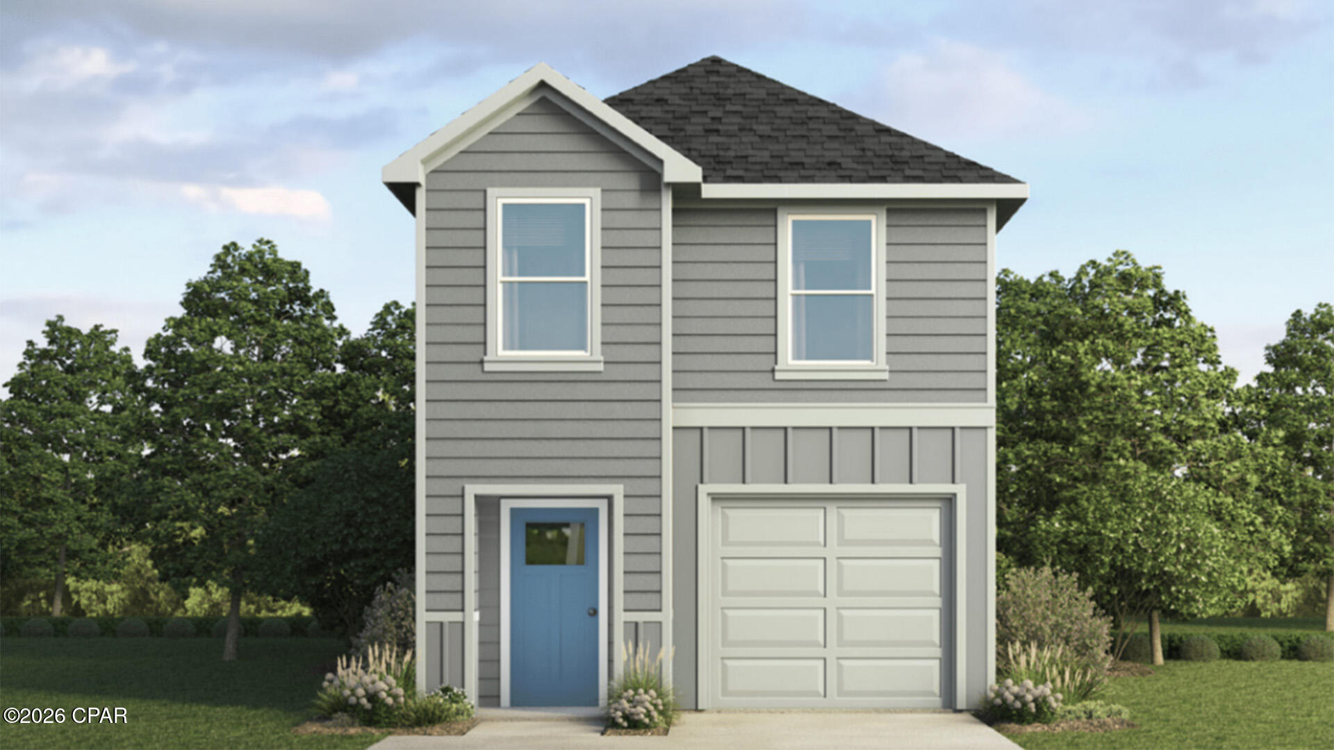 Welcome to the Canmore, a new home featured at Salt Pines in Port Saint Joe, Florida. The Canmore is a charming two-story home featuring 4 bedrooms, 2.5 bathrooms and offering 1,578 square feet of living space with a 1-car garage. The bottom floor features 9-foot ceilings and the upper level has 8-foot ceilings. This cozy home is perfect for the comfortable vibes that Port Saint Joe is known for.

A front porch (per plan) welcomes you into the home and opens to the kitchen which includes granite counter tops, quality cabinets, stainless steel appliances and an open concept floorplan with the kitchen flowing seamlessly into the dining room and living room. The bottom level also features a half-bathroom and pantry next to the kitchen and stairs. Upstairs, the primary bedroom has an attractive ensuite bathroom that features a granite vanity countertop and quality cabinetry. Enjoy additional storage with a spacious walk-in closet located off the primary bathroom. Your secondary bedrooms all feature quality carpet flooring and a closet, and can be used as a bedroom, office, work out space or other bonus room. The possibilities are endless with the Canmore floor plan.

Additional features include EVP flooring in entry, living room, and all wet areas with soft carpet in the bedrooms. There are granite counter tops in all bathrooms and kitchen as well as a Smart Home Technology package allowing one central hub that talks to all the devices in your home. You can control the lights, thermostat and locks, all from your cellular device.

On the Exterior you will see quality vinyl siding, a covered front porch, and a patio in the back yard to enjoy the beautiful Florida weather. After a day of enjoying all that Port Saint Joe has to offer, enjoy a quiet neighborhood with friends and family in this cozy home.

To learn more about the Canmore plan and about Salt Pines, get connected with us today by requesting more information, or stop by the community in person. We look forward to telling you more about these lovely homes.