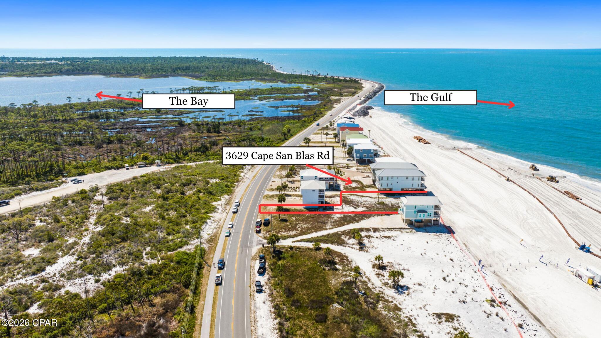 SUNSET PARADISE AWAITS!! The rare Gulf front homesite offers an incredible opportunity to own a slice of paradise along one of Florida's most breathtaking coastlines. Situated on the highly sought-after North Cape, this expansive 41' beachfront lot delivers direct access to the sugar-white sands & emerald-green waters that have made Cape San Blas a beloved destination for beach lovers, boaters & nature entusiasts alike. Imagine waking each morning to the sound of gentle waves, spending your days soaking up the sun on the beach just steps from your future dream home & ending each evening with unforgettable sunset views stretching across the Gulf of Mexico. Positioned directly in front of the newly renourished beach, this property offers the added benefit of enhanced shoreline protection features designed to help minimize future erosion concerns while preserving the beauty of the coastline for years to come. Spend your days boating, fishing, kayaking, paddleboarding or exploring the nearby waters of St. Joseph Bay. Just a short drive away is the world-famous St. Joseph Peninsula State Park featuring pristine beaches, hiking trails, wildlife viewing & some of the best shelling along the Gulf Coast. Local restaurants, live music, boutique shopping & the charming downtown area of Port St. Joe are all conveniently nearby, offering the perfect balance of peaceful beachfront living & small-town coastal charm. The beachfront home located at 3625 Cape San Blas Rd is also available for purchase, offering a rare opportunity to own the adjacent property as well-see MLS 788998 for additional details. Whether you're looking to build now or secure a premier beachfront property for the future, this is a rare opportunity to own Gulf-front property in one of the most desirable areas along Florida's Forgotten Coast. Call for your private tour & LIVE THE BEACH LIFE!