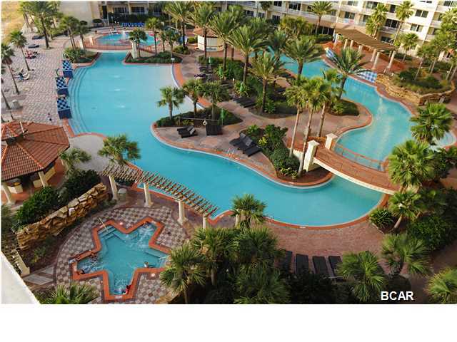 Best priced Studio at Shores of Panama, a 23 story condominium of gulf front luxury accommodations offering unparalleled amenities: 13,966 sq. ft. gulf side pool, Gulf side hot tub, Large heated indoor pool & hot tub, Covered on-site parking deck, Health center with fitness equipment, sauna, massage therapy and steam room, Two tiki bars serving lunch and dinner, Beach activities and rental services, Free high-speed internet access. Terrific rental place. Imagine yourself sitting on a balcony and enjoying serene white sandy beaches, turquoise water and beautiful sunsets. Age, Square Footage, and room sizes approx, if important please verify.
