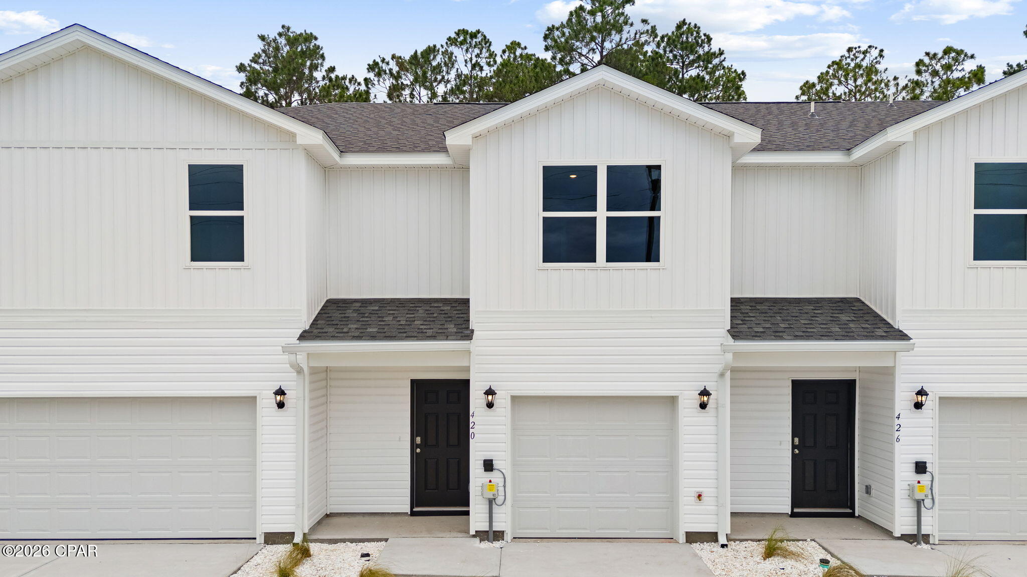 Welcome to the Sabal plan, a new home at Chateau Nemours located on the edge of Port Saint Joe, Florida. This Sabal Townhome floor plan is an interior unit. These thoughtfully designed townhomes offer 3 bedrooms and 2.5 bathrooms with a 1-car garage. On the outside of these units, you will see quality vinyl siding exteriors, steel garage doors equipped with openers, weatherproof outlets, hose bibs, and Kwikset deadbolts on all exterior doors. As you enter inside, you will feel right at home with beautiful EVP flooring at your feet, leading you to the open living room and kitchen or the spacious upstairs. In the kitchen and bathroom, you will find gorgeous granite countertops, white cabinets with brushed nickel hardware, and stainless-steel appliances in the kitchen. Stay cool during the summers with energy-efficient cooling and heating systems, Low-E insulated windows with screens, and water-saving elongated toilets. For added security, every home comes equipped with Smart Home Technology, including a Safe Haven Surveillance system, Skybell doorbell, Honeywell thermostat, and DEAKO Smart Switches. Rest assured with a one-year builder's warranty from D.R. Horton and a ten-year structural warranty through RWC. Located just 3 miles from Port Saint Joe, you will find all that this popular town has to offer in including shopping and local restaurants close by. Chateau Nemours is located just 11 miles to the exotic Cape San Blas peninsula where you'll find peace and quiet to enjoy a sunny day at the beach or get some fishing in at Indian Pass. The main feature of Chateau Nemours is the historic building that was relocated from another part of town and is now being remodeled into a luxurious restaurant. These townhomes are right around the corner from it as well as the community pool. This community will be one of the most talked about communities in the area. To learn more about Chateau Nemours, get connected with us today and see what this community is all about.