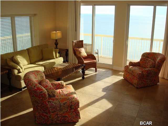This is one of the large 2 Bedroom units Plan F (1320 Sq Ft) This is a much desired complex. Calypso Resort & Towers is loaded with amenities and activities unlike any other development in Panama City Beach! Located adjacent to the Pier and across the street from Pier Park, which will host over 1 million square feet in retail and restaurant space, you and your family have endless possibilities! Enjoy the beautiful sunsets from your large wrap balcony, walk on the beach or wall across the street to shop, see a movie or enjoy dinner at one of the fine restaurants. Calypso amenities include two spectacular pools, Calypso Tiki Bar, tropical landscaping, fitness center, covered parking and on-site rental management. Ceramic tile floors throughout. 9ft ceilings throughout this unit with granite countertops in kitchen and baths along with GE kitchen appliances. Complete with a tiled breakfast bar and kitchen island, and a separate laundry room with full sized washer and dryer. Master features include dual sinks in the bathroom, separate shower and garden tub and a large walk-in closet. This unit is one of the few coveted and spacious two bedroom end units, boasting a wrap around balcony for extra seating while taking in the gorgeous gulf front views! All information is believed to be correct but should be verified by the buyer.