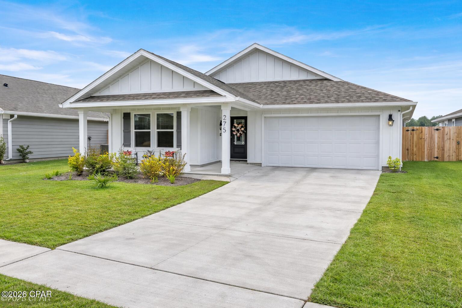 This beautifully maintained home stands apart from the typical new builds in the neighborhood thanks to its full Hardie Board exterior, a premium upgrade that adds exceptional durability and long-term peace of mind.

Inside, the home features a series of thoughtful upgrades designed to enhance both style and convenience. A recirculating heat pump provides near-instant hot water, while the kitchen includes a filtered water spout and a built-in hidden trash system. The sellers also upgraded the door knobs, kitchen hardware, and sinks to create a more polished, elevated feel throughout the home.

Smart-home features include smart switches, a smart garage door, Nest cameras, an Aqara smart lock and video doorbell (Apple Home compatible), and a WiFi-controlled, four-zone irrigation system. The home also includes custom closet built-ins and organizers, adding function and storage to multiple rooms. Luxury vinyl plank flooring was added in the primary suite for both style and durability.

Additional exterior highlights include Govee roofline lighting, gutters, and a termite bait system for added protection. The fully fenced backyard is ready for weekend enjoyment and features a playground with plenty of space to personalize.

Located in the highly desirable Park Place community, residents enjoy sidewalk-lined streets, a neighborhood pool, playground, and BBQ area, creating a warm and family-friendly environment. Conveniently situated near shopping, schools, parks, and Tyndall AFB, this upgraded home combines comfort, efficiency, and community living in an ideal location.

Get a 5.99% interest rate with preferred lender.