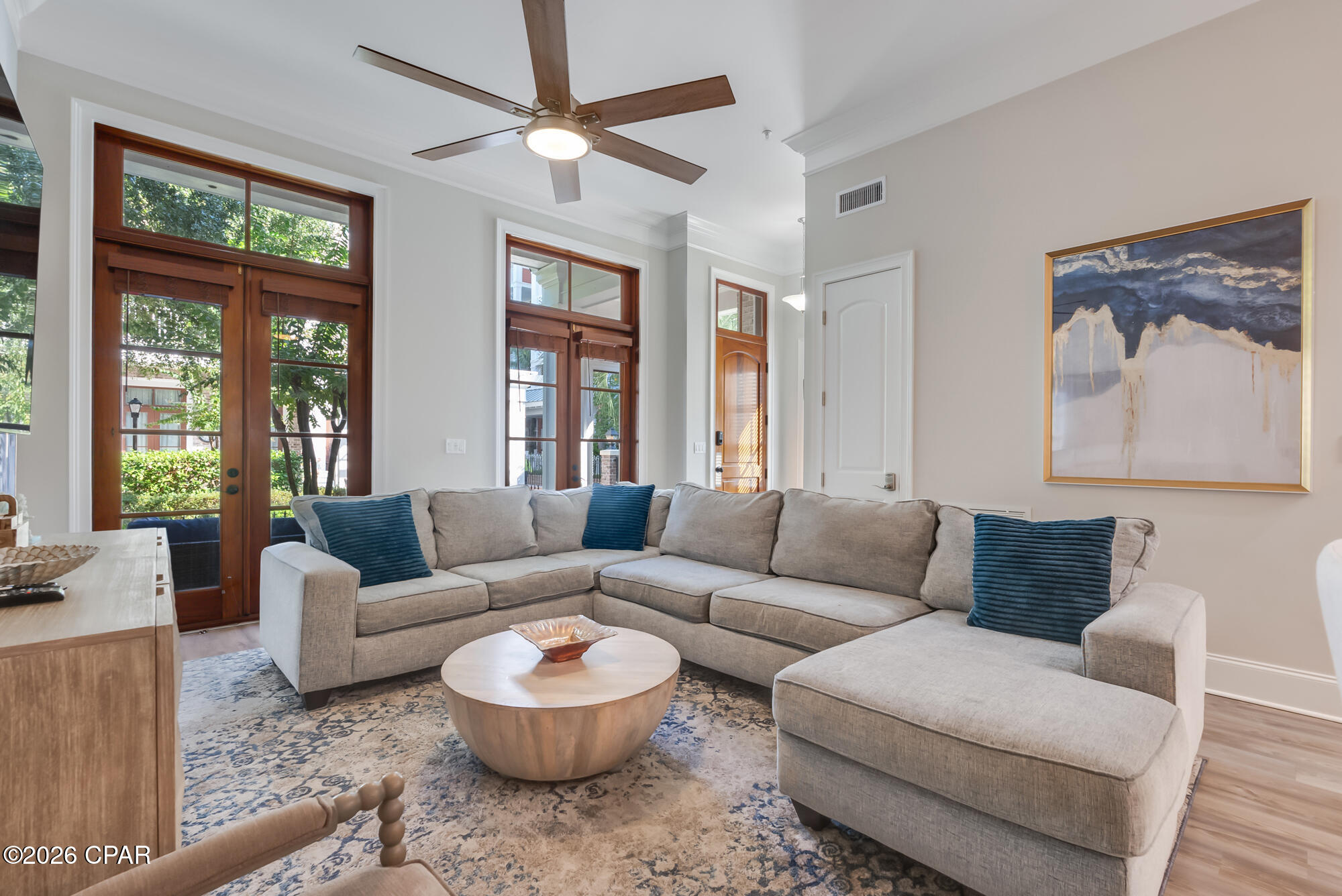 Motivated Seller! Experience refined coastal living in this stunning New Orleans French Quarter-inspired townhome, ideally located in the heart of Baytowne Wharf within the prestigious Sandestin Golf & Beach Resort. Perfectly positioned just steps from dining, entertainment, shopping, and nightlife, this
beautifully renovated end-unit offers the ultimate blend of elegance, comfort, and convenience. Completely reimagined down to the studs, the first two floors were fully renovated in 2021 with exceptional attention to detail. The designer kitchen features upgraded shaker cabinetry, quartz countertops, stainless steel appliances, and stylish finishes throughout. New flooring extends across the entire residence, complemented by thoughtfully selected lighting, furnishings, and wall-mounted TVs in every bedroom and living area. Offering multiple outdoor living spaces, the home features spacious covered patios on both the first and second floors, while the private third-floor primary suite boasts its own balcony retreat. The luxurious primary bath includes a jetted soaking tub and separate shower, creating a true spa-like experience. No detail was overlooked in this professionally curated remodel. Premium furnishings, artwork, and décor valued at over $50,000 may be negotiated separately, allowing for a turnkey luxury experience. Le Jardin uniquely offers both beach and bay access, making it one of the most desirable communities along the Emerald Coast.