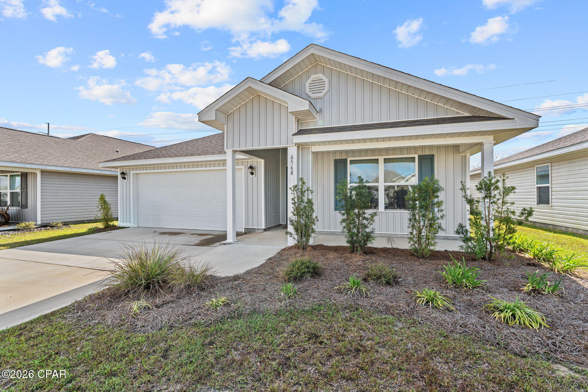 Welcome to the beautiful, expansive, amenity filled community of Liberty. This gorgeous ''Cali'' floorplan is 4 bedrooms 2 bathrooms, fenced backyard with 1812 sqft of seamless, open living space!! Traditional 8' ceilings. Engineered Vinyl Plank flooring in all common areas of the home and carpet in bedrooms. Stainless steel appliances allow the white kitchen cabinets to truly pop!
Liberty neighborhood is conveniently located just off of Star Avenue near 231. Located just 25 minutes from Tyndall Airforce Base, 20 minutes to hospitals, and less than 15 minutes to shopping, restaurants, and grocery stores you will be amazed at the convenience once you enter the winding entrance to this beautiful sanctuary. Community center, offers a 7,500 square foot community center with full gym, wellness rooms and much more!!!