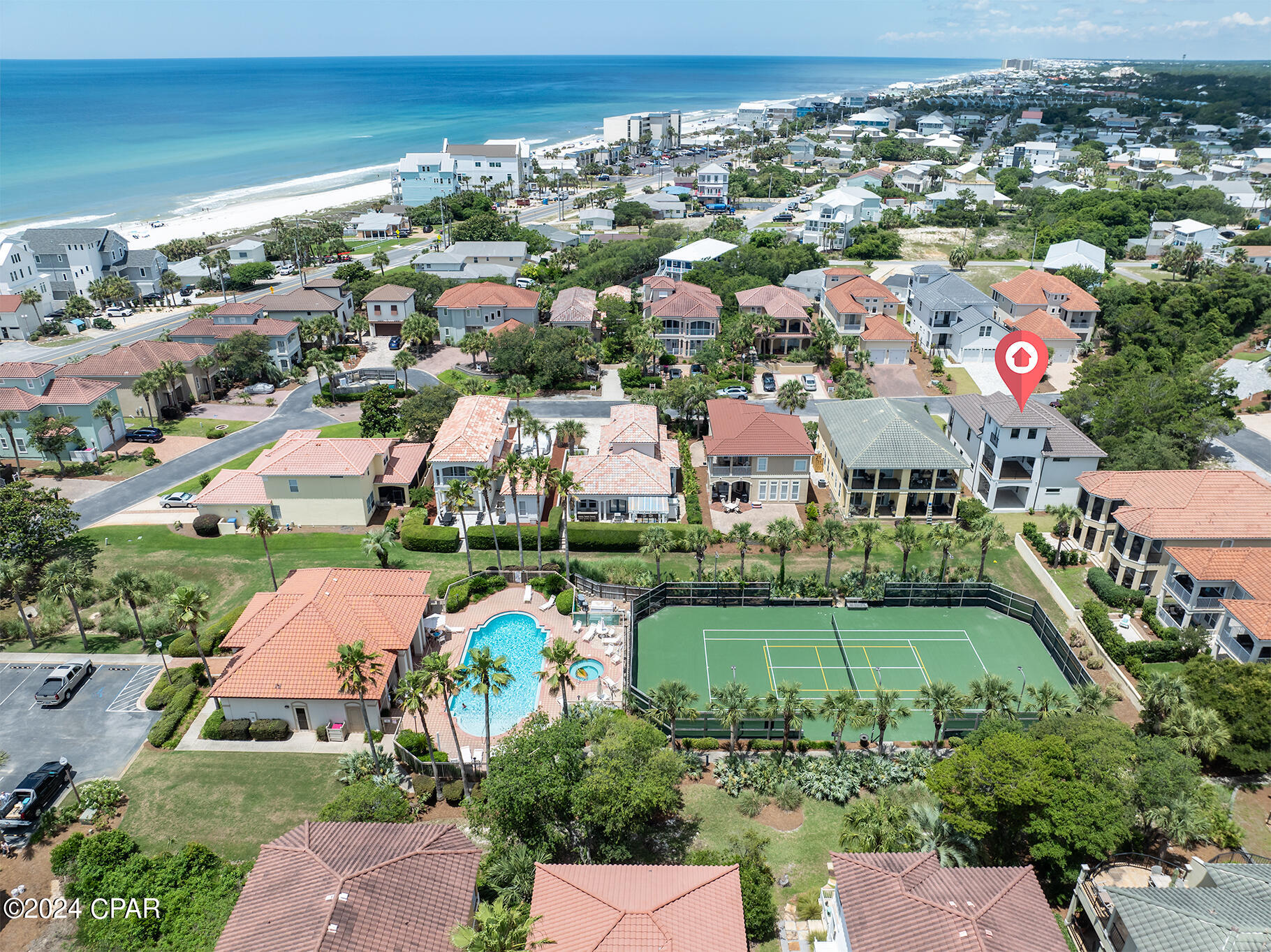 'CURRENTLY UNDER CONTRACT, SELLER WILL CONSIDER BACKUP OFFERS
''Belgravia del Mar''
Luxurious Coastal Living at 140 La Valencia Circle, Panama City Beach, FL 32413 
This stunning brand-new furnished home offers 5 spacious luxurious bedrooms and 4,5  bathrooms across 3 impeccably designed stories. Blending modern elegance with seaside comfort, this property is the epitome of luxury living just a short stroll from the sugar-white sands and emerald waters of the Gulf of Mexico.
Whether you're seeking a second home, vacation rental, or permanent residence, this home provides the perfect sanctuary for enjoying the best of Florida's beach lifestyle.
Nestled in a prestigious La Valencia gated community, residents enjoy exclusive access to a range of upscale amenities, including a sparkling pool, tennis courts, fitness center, private pool for owners only and a beach clubhouse with the pool and private beach access. With its prime location just steps from the beach, this is your opportunity to own a slice of paradise.
Elegant Design: This home boasts 5 spacious bedrooms and 4.5 bathrooms, a bonus Ocean view cocktail room on the 3rd floor, with 3,300 square feet of beautifully appointed living space. High ceilings and large windows fill the home with natural light and offer picturesque views of the surrounding area.
Gourmet Kitchen: The chef's kitchen is equipped with Kitchen Aid appliances, custom cabinetry, quartz counter tops, and a breakfast bar—perfect for entertaining family and friends.
Luxurious Primary Suite: The primary bedroom features a balcony, a walk-in closet, and an en-suite bathroom with a spa-like soaking tub, dual vanities, and a separate walk-in shower.
Outdoor Living: Enjoy the Florida sunshine and relax on the spacious patios, perfect for outdoor dining and gatherings.
Community Amenities: La Valencia offers residents a range of upscale amenities including a beachfront pool, tennis courts, fitness center and a clubhouse.
Proximity to Attractions: Located in the heart of Panama City Beach, you are minutes away from popular dining, shopping, and entertainment options. The area's top-rated schools, golf courses, and parks are also nearby.
The home's allure is heightened by the beautifully selected Italian furniture and exquisite in-house decor by LG Interior Design Studio, making it both attractive and highly desirable. Additional features include a washer and dryer, along with a garage floor that has been professionally painted and sealed.

The builder offers a 5-year structural insurance policy, ensuring peace of mind with the excellent quality of construction.

Whether you're looking for a primary residence, a vacation home, or a rental investment, House is completely ready and set for short term vacation rentals, Turn key operation. 140 La Valencia Circle offers unparalleled value and a truly unique opportunity to own a piece of paradise.
Don't miss the chance to make this extraordinary property your own. Contact us today to schedule a private showing and experience the luxury coastal living that awaits you at 140 La Valencia Circle.