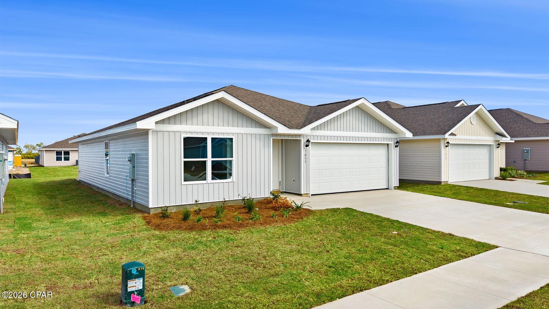 Welcome to the Freeport, a new home floor plan at Liberty in Panama City, Florida. The Freeport is a one-story home with a double garage designed with space for the family in mind and affordability. On the outside of your home, you will see durable vinyl siding, a spacious two-car garage with an opener and a fully sodded yard to the property lines. This home comes equipped with dimensional shingles with a limited lifetime warranty, electronic deadbolts on all exterior doors, weatherproof outlets, and hose bibs. Sidewalks line the neighborhood streets for you to enjoy the beautiful Florida weather at Liberty.

As you enter this 4 bedroom, 2 bath home, you will see 1,458 square feet of spacious, comfortable living. Inside you will see 8' ceilings throughout, engineered vinyl plank flooring throughout the home and carpet in the bedrooms. Granite countertops, white cabinetry and a spacious open living room and kitchen make this home perfect for having guests over. The kitchen has a center island that is perfect for serving kids or guests, a nice size pantry and the stainless-steel appliances include smooth top range, microwave, and dishwasher. Located right next to the dining area, this makes serving meals with ease.

The primary bedroom has a spacious bathroom and features a double vanity with granite countertops. A walk-in closet with ventilated shelving is also located in the bathroom, giving you more room in the primary bedroom. The guest bathroom features a single vanity with granite countertops and a shower.

Sidewalks line the neighborhood streets for you to enjoy the beautiful Florida weather. Our Liberty community features underground utilities making it less susceptible to damage from severe weather leading to fewer outages and more reliable service. Residents of Liberty can enjoy exclusive access to two amenity centers, complete with two pools, a children's splash pad, two playgrounds for endless fun, a well-equipped fitness center, two pickleball courts and a basketball court to name a few things. Embrace the lifestyle you deserve where every detail is curated for your ultimate enjoyment. Come and see why the Aldridge is the perfect new home for you. Contact us today to find your home at Liberty!

Come and see why the Freeport is the perfect new home for you. Contact us today to find your home at Liberty!