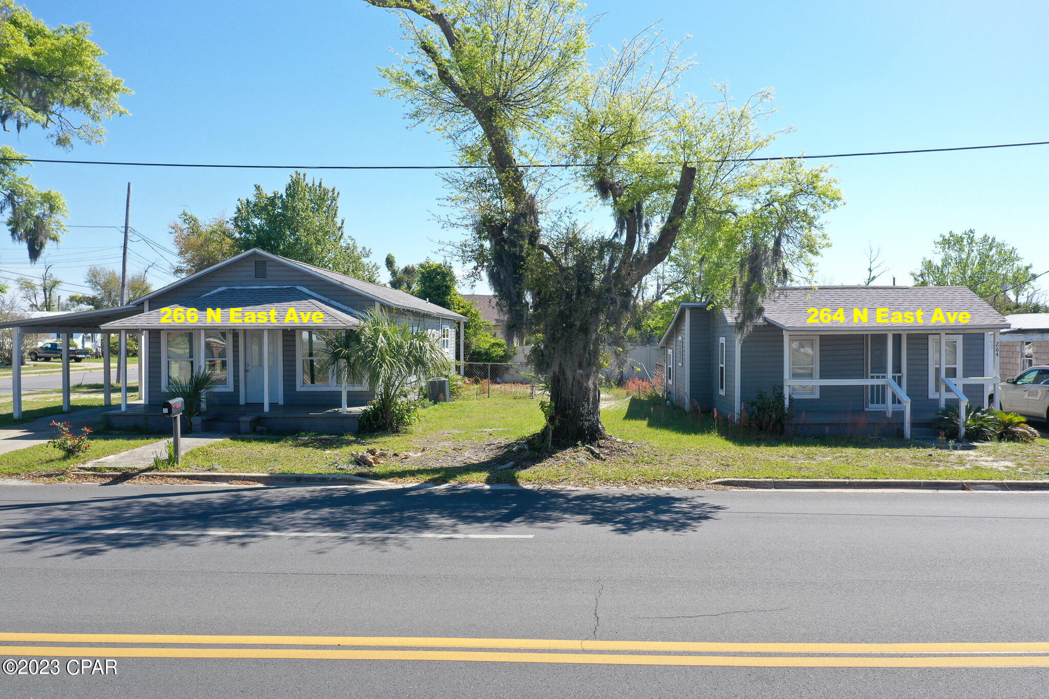 **CURRENTLY UNDER CONTRACT, SELLER WILLING TO ACCEPT BACK UP OFFERS** INVESTMENT OPPORTUNITY IN Panama City! This corner parcel offers TWO HOMES with the vacant main home being a 3BR/1BA and the smaller home is a 1BR/1BA occupied by a long-time tenant. Live in the main home and use the rental income for extra funds or use BOTH properties for investment revenue! Roofs are four years old. New doors, windows, floors, kitchen cabinetry, kitchen and bath countertops and appliances replaced in 2019. Wall unit AC in the smaller home replaced 2022. Covered porches on both properties. Dimensions approx, please verify if important.