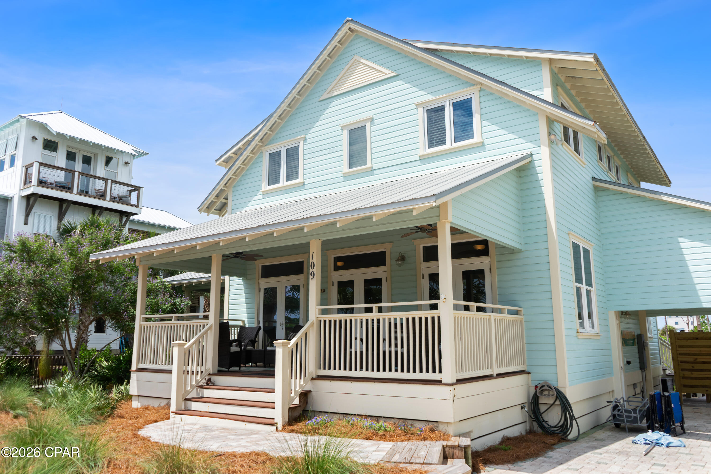 SUNSET SOAKED LIVING!!  Experience the best of Cape San Blas from this beautifully updated 4-bedroom/3-bath coastal retreat located on the highly desirable north end of the Cape. Recent interior upgrades include all new high-quality paint throughout, cosmetic repairs across the entire home, creating a fresh, bright & welcoming atmosphere. The open-concept floor plan is designed for gathering, with spacious living, dining & kitchen areas that flow seamlessly together. Abundant natural light, coastal finishes & comfortable living spaces make entertaining family & friends effortless.  Outside, the improvements continue with upgraded landscaping, a newly installed irrigation system, outdoor storage, attractive paver enhancements & a brand-new outdoor shower perfect for rinsing off after sandy beach adventures. Expansive decks have been freshly striped & repainted, creating inviting outdoor living spaces where you can enjoy coastal breezes, morning coffee & unforgettable sunsets. Relax beneath the stars in the new hot tub or explore the Cape by golf cart--both will convey with the sale, adding immediate value & enjoyment for future owners. Ideally situated just a short walk to the community pool & the sugar-white sands of the Gulf, this exceptional property places some of Cape San Blas most treasured amenities right at your doorstep. Spend your days swimming, shelling, paddleboarding, kayaking, boating or simply relaxing on miles of uncrowded shoreline. Explore nearby St. Joseph Peninsula State Park, biking along scenic paths, enjoying local restaurants & shops, or take a short drive into Port St. Joe for waterfront dining, entertainment, boutique shopping & community events throughout the year. Offering the perfect combination of location, updates & lifestyle, this coastal retreat is a rare opportunity to embrace everything Cape San Blas has to offer. Call for your private tour & LIVE THE BEACH LIFE!!