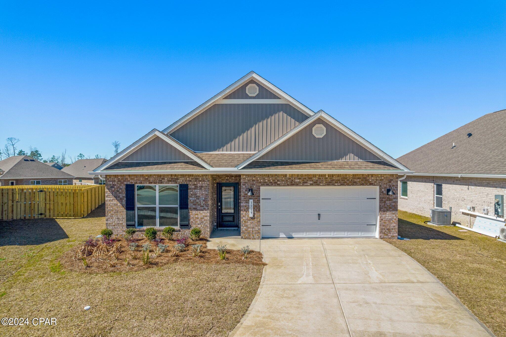 Brand New  four bedroom, two bath home with an open floorplan. The home features 9 foot ceilings, with 10 trays and crown molding. Granite countertops, kitchen island, stainless steel appliances, washer and dryer. The primary bathroom feature a soaking tub and separate walk in shower. Two car garage, irrigation. Home comes with Safe Haven Smart home System.