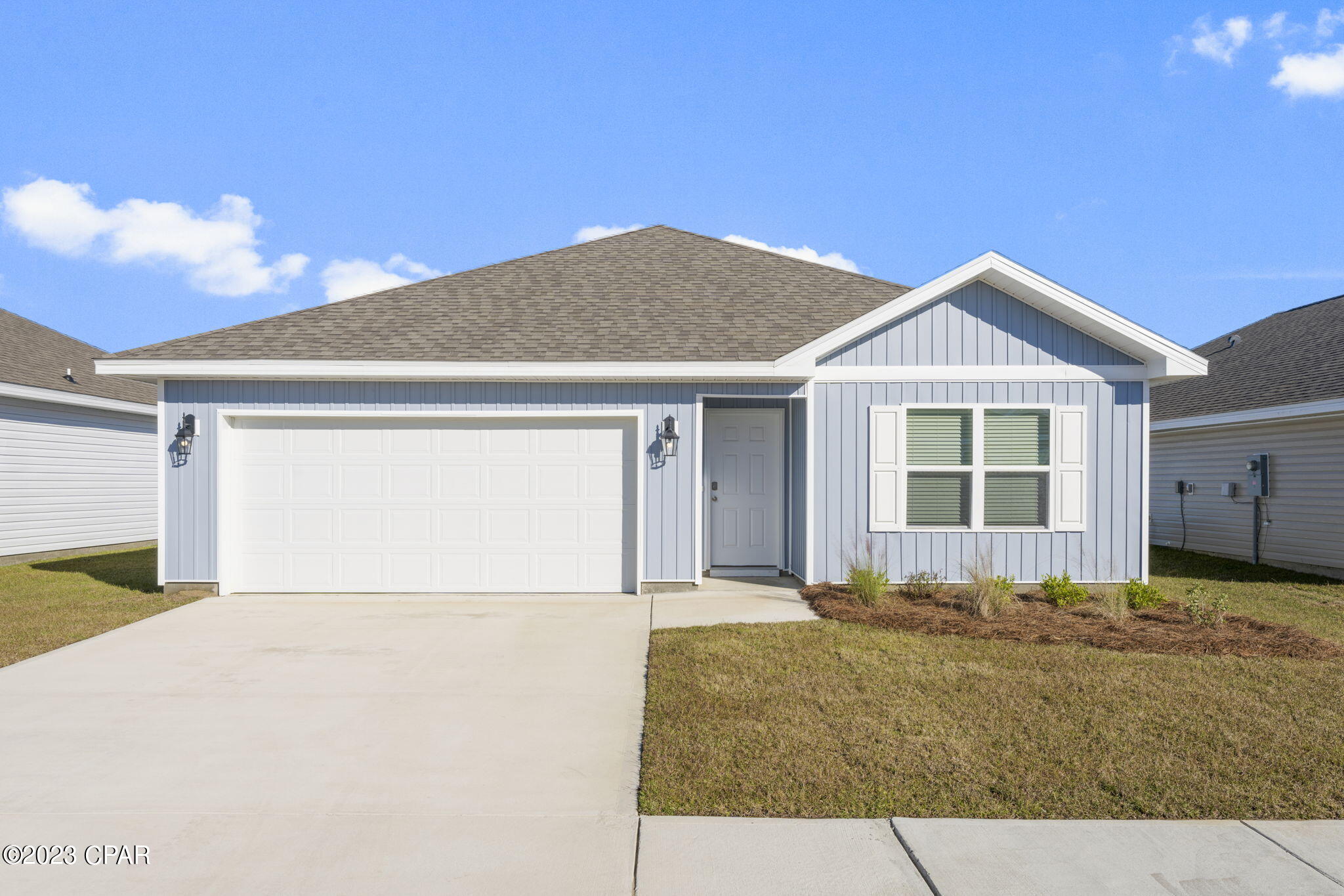 This 3-bedroom 2 bath, 1272 square foot home is an open floorplan. The primary bedroom and bathroom are located off the entry at the front of the home. The primary bathroom has double sink vanity, large shower, and a huge closet. Proceed down the entry hallway passing the laundry area as you enter the kitchen, dining, and family area.  Titus Park is in Panama City, Florida and is only minutes away from Tyndall Airforce Base and the Naval base. This community is located off Highway 390 at Highway 231 Beautiful white sands beaches are just a short drive from your doorstep. Access the bay for fun and fishing by use of the public boat ramp only 3 miles away. The home comes with all appliances including washer and dryer.