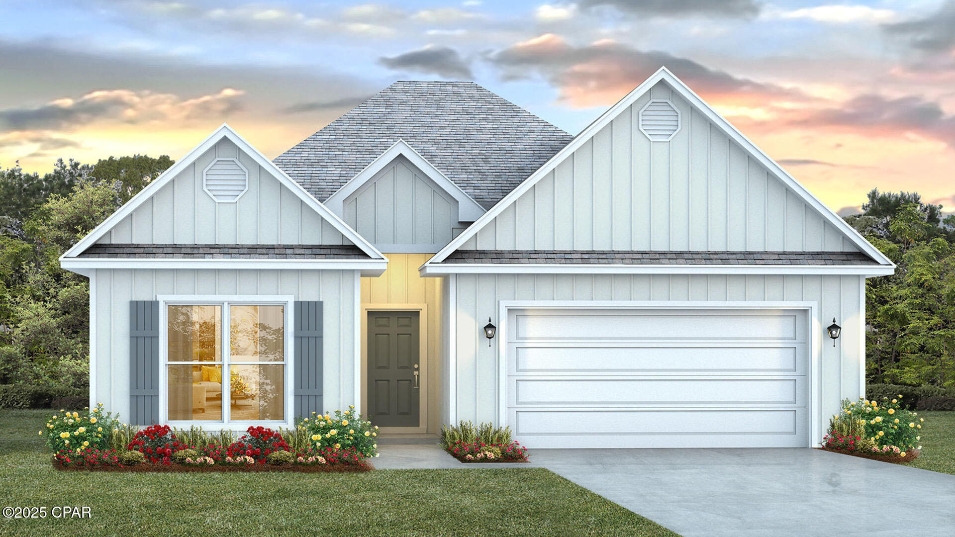 Welcome to 590 Hancock Way at Bayside at Ward in Panama City Beach, Florida. This home is under construction and features the Kennedy floor plan. It has five bedrooms and three full bathrooms. As you enter the home, you will pass a hall leading to two guest bedrooms which share a full bathroom. At the heart of the home, you will find a grand open concept living area, brightly lit by the many windows and glass back door. The kitchen has a center island that looks out to the spacious living area and dining room. Modern features include quartz countertops, EVP flooring throughout the home and standard appliances include a stove, microwave and dishwasher. The kitchen also has a pantry and upper and lower cabinetry for storage. 

Nestled at the back of the home is a secluded hallway which holds the primary bedroom and an adjacent laundry room. The ensuite bathroom features a soak tub, a separate shower, a dual sink vanity with quartz countertops and lower cabinetry and drawers for storage. For your wardrobe, a large closet is in the primary bathroom as well as a separate water closet for privacy. There are two additional guest bedrooms and a shared bathroom off the dining room. Outside you will find a Hardie® siding exterior, a landscaped front entry and a two-car garage with remote access.