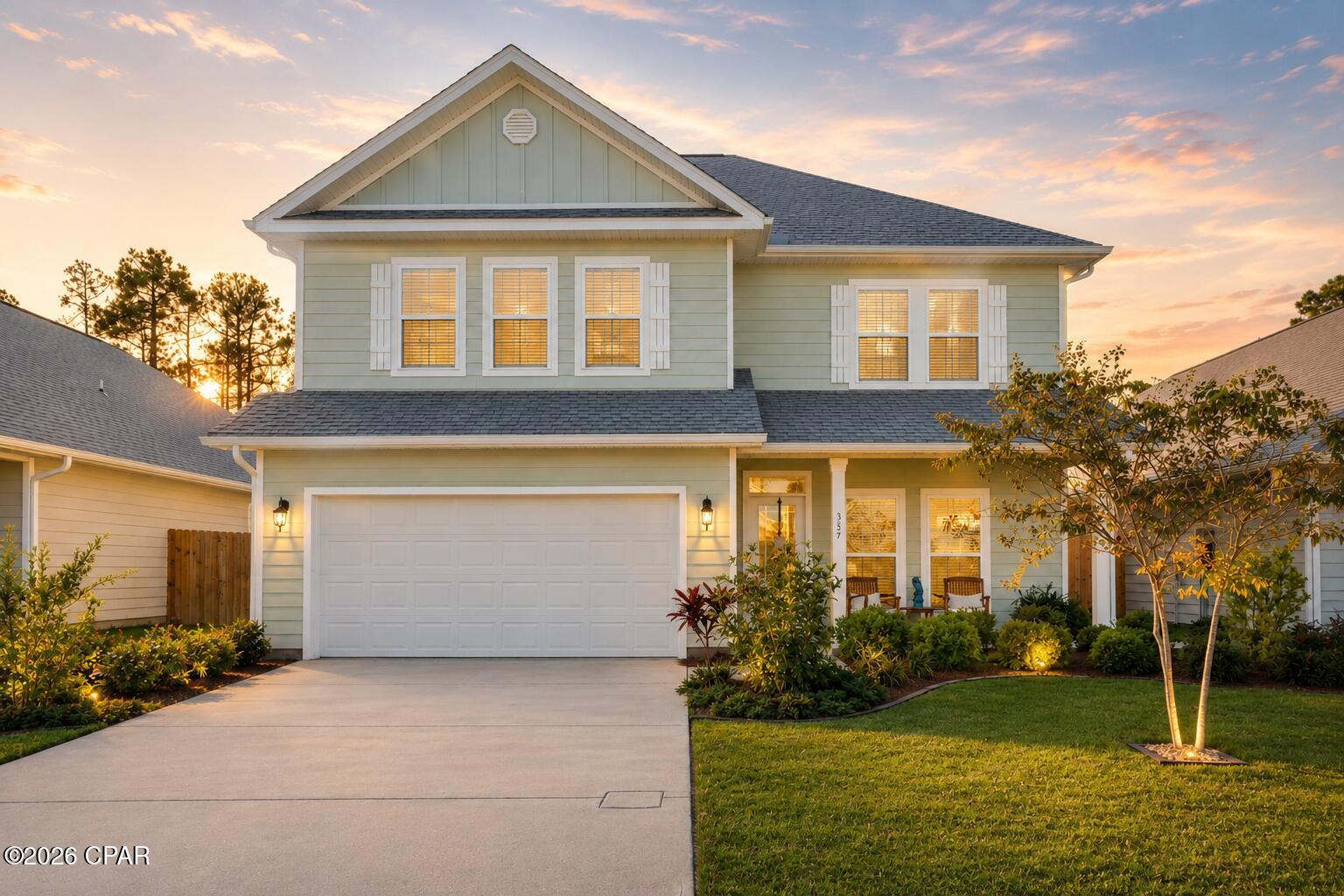 4BR/3.5BA Azalea floor plan in Emerald Cove Villas. Assumable 2.5% VA loan and paid-off solar panels. Built 2020. Over $58K Seller Upgrades! 

ASSUMABLE 2.5% VA LOAN AVAILABLE FOR QUALIFIED BUYERS PLUS FULLY PAID SOLAR PANELS CONVEY AT CLOSING. Welcome to 357 Emerald Cove Street, where modern coastal living meets exceptional value in one of Panama City Beach's most desirable newer communities. Situated on a premium lot in Emerald Cove Villas, this 4-bedroom, 3.5-bathroom Azalea floor plan offers approximately 2,470 square feet of thoughtfully designed living space. One of the home's most compelling advantages is the opportunity for qualified buyers to assume the existing VA loan with a 2.5% interest rate. In today's market, opportunities like this are increasingly rare. Adding even more value, fully paid-off solar panels to convey at closing, allowing the next owner to enjoy the benefits of energy-efficient living with fully-owned solar panels from day one. Designed for both everyday functionality and entertaining, the highly sought-after Azalea floor plan features a first-floor primary suite, providing privacy and convenience rarely found at this price point. The open-concept kitchen includes a center island, pantry, recessed lighting, an updated backsplash, and a newer refrigerator and flows seamlessly into the dining and living spaces. Upstairs, three additional bedrooms are complemented by a spacious bonus living area that can easily serve as a media room, home offic

fitness space, or second gathering area. Move-in-ready improvements continue throughout the property. Upgraded interior paint, a security system, garage shelving, additional outdoor storage, and an outdoor shower enhance everyday living. Outside, professionally enhanced landscaping/hardscaping creates a welcoming backyard retreat complete with fruit trees including peach, lemon, and orange varieties. Stone accents, paver details, covered porches, and a fully fenced backyard with fruit trees backing up to preserve add both beauty and practicality.

Emerald Cove Villas has become a favorite among buyers seeking newer construction with convenient access to everything Panama City Beach has to offer. Located conveniently just north of the Hathaway Bridge, residents enjoy a community dog park, sidewalks, and street lighting, all with low HOA fees and a prime location just minutes from retail, dining, recreation, NSA Panama City, St Andrews Bay Marinas, the Panama City Beach Sports Complex, and the Gulf's sugar-white beaches and. The location also provides convenient access to NSA Panama City and Tyndall Air Force Base.

Offered at $455,000, this home delivers a combination of features that is increasingly difficult to find: newer construction, a flexible floor plan, fully-owned solar panels providing very low utility bill, a premium preserve-view lot, and the potential advantage of an assumable 2.5% VA loan for qualified buyers.

If you've been waiting for a large 4 BR Panama City Beach home that offers a great location, gorgeous curb appeal and style, thoughtful upgrades and energy efficiencies, 357 Emerald Cove Street deserves your attention. Schedule your private showing and experience firsthand why this home stands apart from the competition. Catch it while you can!