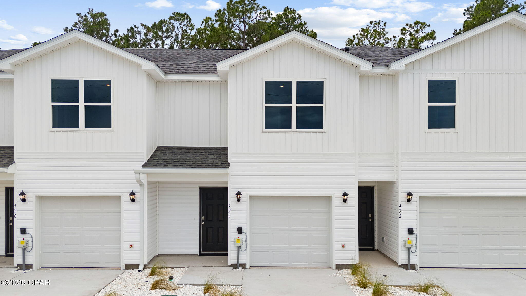 Welcome to the Sabal plan, a new home at Chateau Nemours located on the edge of Port Saint Joe, Florida. This Sabal Townhome floor plan is an interior unit. These thoughtfully designed townhomes offer 3 bedrooms and 2.5 bathrooms with a 1-car garage. On the outside of these units, you will see quality vinyl siding exteriors, steel garage doors equipped with openers, weatherproof outlets, hose bibs, and Kwikset deadbolts on all exterior doors. As you enter inside, you will feel right at home with beautiful EVP flooring at your feet, leading you to the open living room and kitchen or the spacious upstairs. In the kitchen and bathroom, you will find gorgeous granite countertops, white cabinets with brushed nickel hardware, and stainless-steel appliances in the kitchen. Stay cool during the summers with energy-efficient cooling and heating systems, Low-E insulated windows with screens, and water-saving elongated toilets. For added security, every home comes equipped with Smart Home Technology, including a Safe Haven Surveillance system, Skybell doorbell, Honeywell thermostat, and DEAKO Smart Switches. Rest assured with a one-year builder's warranty from D.R. Horton and a ten-year structural warranty through RWC. Located just 3 miles from Port Saint Joe, you will find all that this popular town has to offer in including shopping and local restaurants close by. Chateau Nemours is located just 11 miles to the exotic Cape San Blas peninsula where you'll find peace and quiet to enjoy a sunny day at the beach or get some fishing in at Indian Pass. The main feature of Chateau Nemours is the historic building that was relocated from another part of town and is now being remodeled into a luxurious restaurant. These townhomes are right around the corner from it as well as the community pool. This community will be one of the most talked about communities in the area. To learn more about Chateau Nemours, get connected with us today and see what this community is all about.
