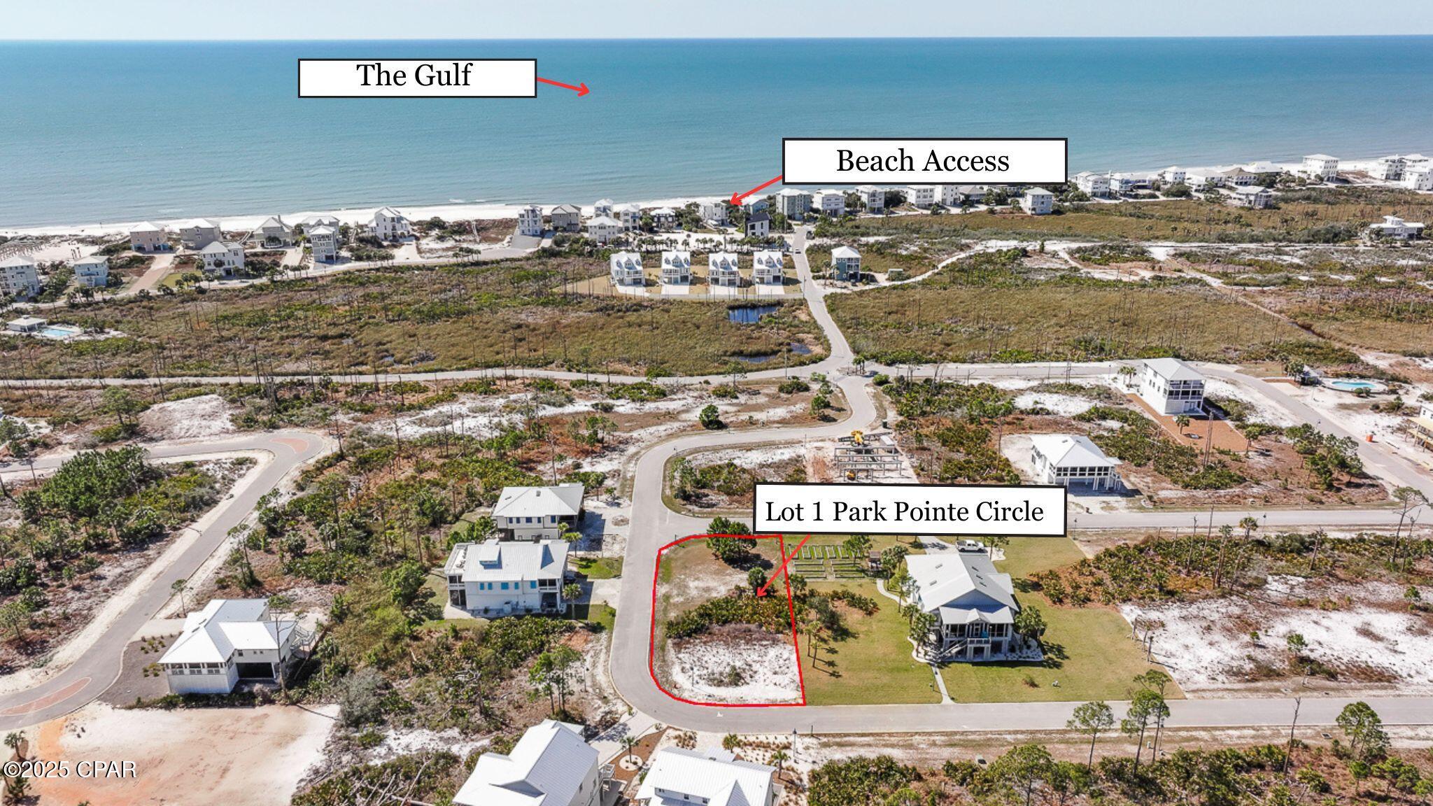 ENDLESS COASTAL POSSIBILITIES!!  Discover the perfect place to build your dream beach retreat at Lot 1 Park Point Cir, a prime corner homesite located within the gated Park Point community on North Cape San Blas. This desirable property includes a HOUSE PLANS/DESIGN PACKAGE, giving you a valuable head start whether you're planning a personal coastal escape or a profitable vacation rental investment. With its corner location, the lot offers added flexibility for home design while placing you just moments from the Gulf's stunning shoreline.Park Point is a peaceful coastal neighborhood known for its natural beauty & private access to the sugar-white beaches that make Cape San Blas so special. Residents enjoy direct deeded beach access via a private boardwalk, leading to miles of pristine shoreline perfect for sunset walks, shelling, fishing or simply relaxing by the water. Community amenities include a sparkling pool, basketball hoop & gated entry, creating an inviting setting for laid-back coastal living. Nature lovers will appreciate the location adjacent to St. Joseph Peninsula State Park, one of Florida's most treasured coastal preserves. Explore scenic hiking trails, kayak calm waters, enjoy wildlife viewing or spend the afternoon picnicking in this breathtaking natural environment. Just a short 10-minute drive to Port St. Joe, you'll find charming boutiques, fresh local seafood restaurants & a welcoming small-town atmosphere that perfectly complements life on Cape San Blas. Whether you're envisioning a custom beach home or a strong investment opportunity, Lot 1 Park Point Cir offers the location, amenities & lifestyle to make it happen. Call for your private tour & LIVE THE BEACH LIFE!
