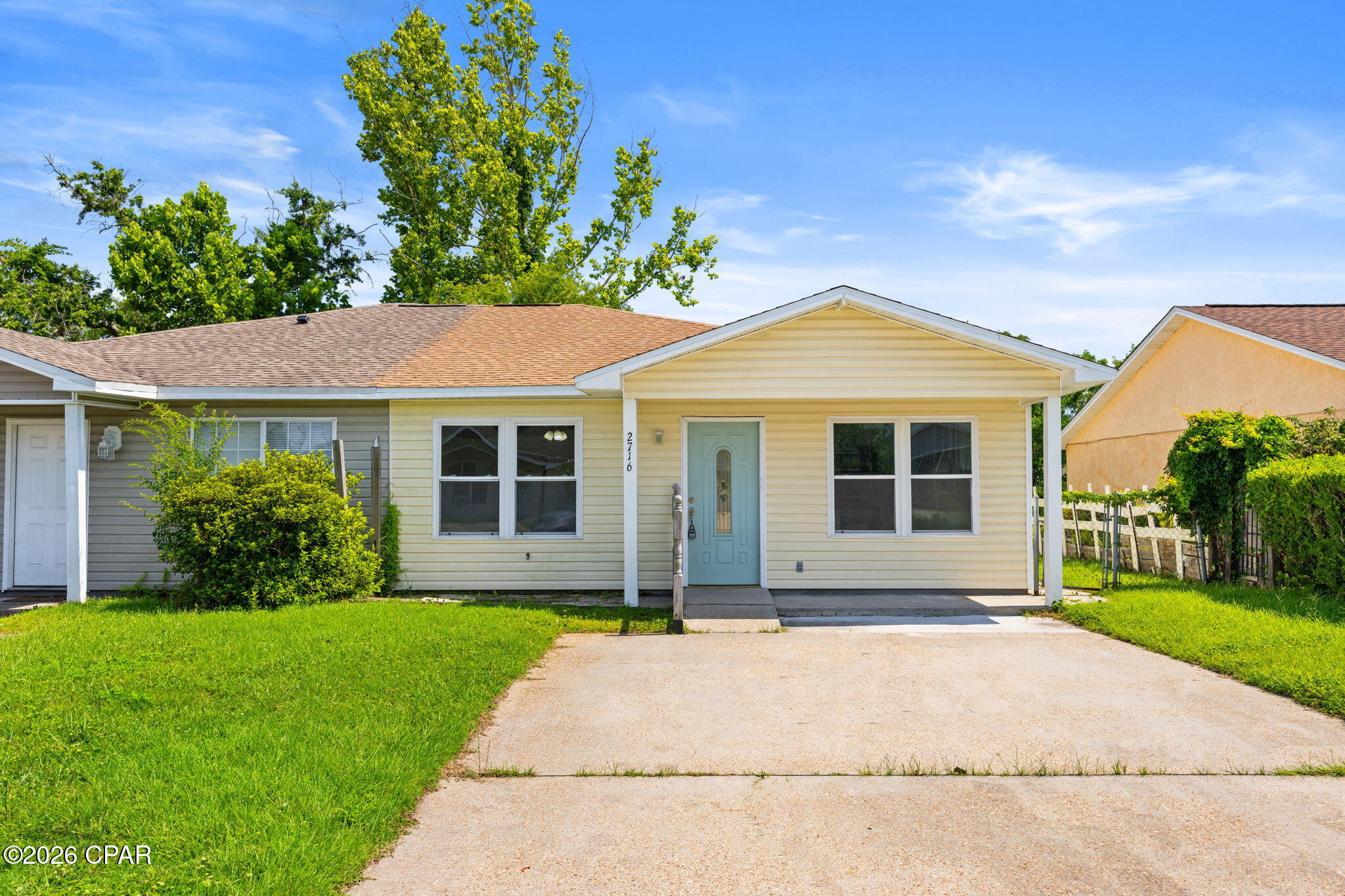 This charming 3-bedroom, 2-bath home has so much to offer. The open layout creates a welcoming feel, with a breakfast bar that is great for gathering with family or entertaining guests.

The kitchen has been recently updated with modern finishes, including quartz countertops, an upgraded sink, soft-close cabinets, and matching appliances such as a built-in microwave, dishwasher, oven, stove, and refrigerator.

Down the hallway, you will find a beautifully renovated full bathroom featuring a custom walk-in shower, updated vanity, sink, and cabinetry. One bedroom provides direct access to the backyard and patio area.
The primary bedroom includes an updated ensuite bathroom with a new shower/tub combination, countertops, and additional modern touches. Outside, the spacious backyard offers plenty of room to enjoy, with the option to add a back fence or fully fence the yard. There is also an attached storage shed at the rear of the home.
