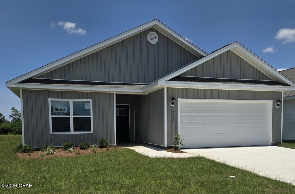 Welcome to the Walker, a new home floor plan located at Liberty in Panama City, Florida. The Walker is thoughtfully designed 3-bedroom, 2-bathroom, one-story home with 1,580 square feet of modern living. On the outside of your home, you will see durable vinyl siding, a spacious two-car garage with an opener and a fully sodded yard to the property lines. This home comes equipped with dimensional shingles with a limited lifetime warranty, electronic deadbolts on all exterior doors, weatherproof outlets, and hose bibs. Sidewalks line the neighborhood streets for you to enjoy the beautiful Florida weather at Liberty. Inside you will see 9' ceilings throughout, engineered vinyl plank flooring throughout the home and carpet in the bedrooms. The front bedrooms, bathroom, and garage are close to the front door and welcome you into an open living room and kitchen, perfect for having guests over. Granite countertops, white cabinetry with soft-close are in the kitchen and bathrooms, and the kitchen island makes hosting or serving dinner at the bar a breeze. Complete with a pantry, and stainless-steel appliances including smooth top range, microwave, and dishwasher means your kitchen is fully equipped. The living room has plenty of windows for natural lighting and leads right to the back door. Each bedroom comes with soft carpet floors and spacious closets. The Primary Bedroom features a bathroom with a detached shower and double vanity with granite countertops. The walk-in closet is adjacent to the bathroom, meaning more space in your bedroom. As with all the homes in Liberty, your home is outfitted with the latest Smart Home technology, allowing you to manage your home right from your phone, making your comfort easy and exceptional.

Our Liberty community features underground utilities making it less susceptible to damage from severe weather leading to fewer outages and more reliable service! Residents of Liberty can enjoy exclusive access to two amenity centers, complete with two pools, a children's splash pad, a playground for endless fun, and a well-equipped fitness center. Our second amenity center features a basketball court and two pickleball courts for competitive play! Embrace the lifestyle you deserve where every detail is curated for your ultimate enjoyment. Situated off Star Avenue, this address is a stone's throw away from downtown Panama City's vibrant scene and the esteemed Tyndall Air Force Base, making it an exceptional choice for military personnel. Schedule an in-person or virtual tour today!