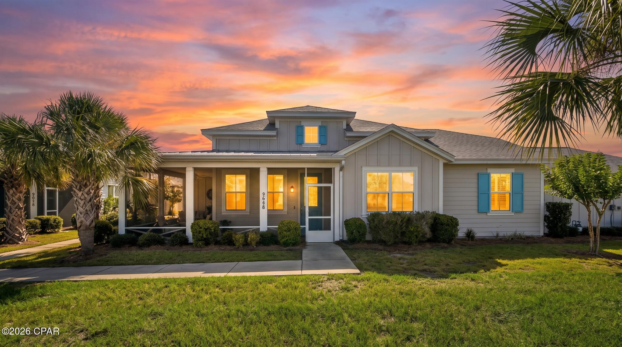 Coastal Luxury Meets Resort-Style Living in Latitude Margaritaville Watersound in this Fully Furnished Cottage also including the golf cart. 
Experience the perfect blend of coastal elegance and carefree living in this beautifully upgraded Dreamsicle Cottage, ideally located in the coveted Phase 2 Cottages of Latitude Margaritaville Watersound. Just 7 miles from the emerald waters and sugar-white beaches of the Gulf, this exceptional home enjoys peaceful pond and preserve views, offering breathtaking sunsets from your own backyard.

Designed with quality and comfort in mind, the bright, open-concept floor plan is filled with upscale finishes and thoughtful details throughout. The spacious great room features vaulted ceilings accented with decorative wood beams, a striking shiplap feature wall, elegant crown molding, and abundant natural light filtered through custom plantation shutters and designer window shades.

The gourmet kitchen is a true centerpiece, showcasing quartz countertops and matching backsplash, upgraded Level II 42-inch cabinetry, custom lighting, a double oven gas range, and generous prep space--perfect for everything from casual mornings to entertaining friends and family.

The private owner's suite offers a relaxing retreat with a spa-inspired bathroom featuring a frameless glass walk-in shower, floor-to-ceiling tile, upgraded fixtures, quartz countertops, and premium finishes. A comfortable guest bedroom is conveniently located near the beautifully appointed secondary bathroom, which also includes floor-to-ceiling tiled shower walls and quartz countertops. An additional flex room provides endless possibilities as a home office, hobby room, or den.

Luxury RevWood by Mohawk flooring flows throughout the home, while the well-equipped laundry room offers additional cabinetry for extra storage and organization.

Step outside to your screened lanai, where tranquil pond and preserve views create the perfect backdrop for enjoying morning coffee or evening cocktails as the sun sets over the natural landscape. This is Florida outdoor living at its finest.

To make your move even easier, the home is being offered with all four televisions, washer, dryer, refrigerator, golf cart, and garage shelving. Most of the designer furnishings--meticulously maintained and in like-new condition--are also available for purchase separately, allowing this home to truly show like a professionally decorated model.

Living in Latitude Margaritaville Watersound means enjoying one of the country's premier 55+ resort communities. Residents have access to an unmatched collection of amenities, including: Resort-style pool overlooking the Intracoastal Waterway, Two-story waterfront restaurant and bar ,State-of-the-art fitness center with indoor lap pool and spa ,Pickleball and tennis courts ,Fitness classes, water aerobics, and wellness programs, Live entertainment at the bandshell every Friday and Saturday night, kayak launch, bocce ball, cornhole, ping pong, and game lawn ,Newly opened theater, woodworking shop, ceramics studio, and pet spa ,Planned future marina, Publix, shopping, and dining just outside the community.

Enjoy truly low-maintenance living with lawn care, exterior painting, and roof replacement all covered by the HOA on a scheduled maintenance program. The home also includes the remainder of the builder's 10-year structural warrantyfor added peace of mind.

This isn't just a beautiful home--it's an invitation to embrace the Latitude Margaritaville lifestyle. Whether you're seeking an active social calendar, peaceful waterfront sunsets, or simply an easier way to enjoy coastal Florida living, this exceptional cottage offers it all. Come discover why so many are choosing to call Latitude Margaritaville Watersound home.