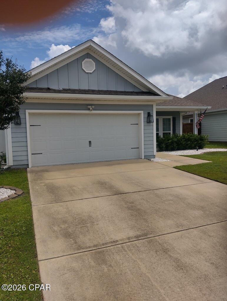 Open and elegant floorplan located on lot with beautiful pond behind home. Beautiful and well distribute space with 4 bed/ 2 bath, 2,044 Sq. Ft. with a huge master bedroom and LG Stainless steel upgraded appliance package that includes, microwave, stove and dishwasher, Updated LG refrigerator as well & Luxury Vinyl plank flooring in living areas and bathroom floors.  Carpet in bedrooms, granite countertops throughout, upgraded cabinet color Bisque with satin nickel hardware, chrome plumbing fixtures, interior wall color SW Eider White, interior lot with a 2-car garage. The neighborhood is golf cart friendly. Mill Bayou is walking distance to charter school, 26 minutes to the beach, 30 minutes to Tyndall, and 15 minutes to the airport. There is a community pool with a fire pit, playground, nature trails and a dock for fishing.