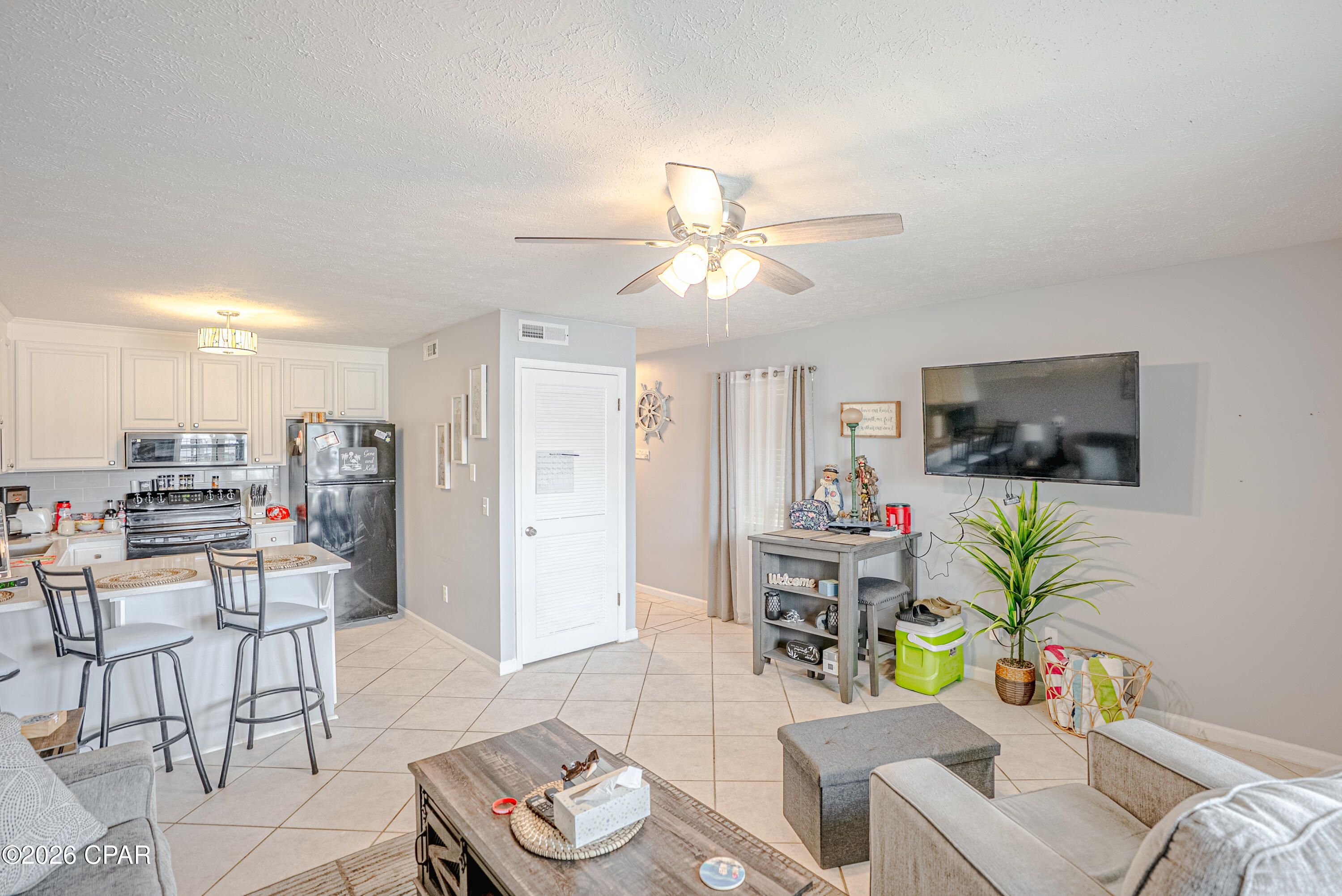 Welcome to this beautifully updated, fully furnished 1-bedroom, 1-bath condo in the highly desirable Horizon South community, just a short walk from the beach. This ground-floor unit features hallway bunks, offering extra space for guests and added flexibility. Recent updates include quartz countertops, a stylish backsplash, new sink and faucet, fresh paint, new kitchen cabinets, remodeled bathroom, updated flooring, new furniture, and a new electrical box.   The renovated bathroom features a spacious walk-in shower, offering both convenience and modern style.  Horizon South offers outstanding amenities, including 4 pools, a hot tub, an 18-hole mini-golf course, tennis and pickleball courts, shuffleboard, basketball court, playground, and fitness center. Relax on your covered patio and enjoy the convenience of parking right in front of the unit. Ideally located on the west end of Panama City Beach, this condo is less than 2 miles from Pier Park, making it an excellent investment property, vacation getaway, or second home.   Don't miss this opportunity to own a beautifully decorated, updated condo in one of the best locations in Panama City Beach.