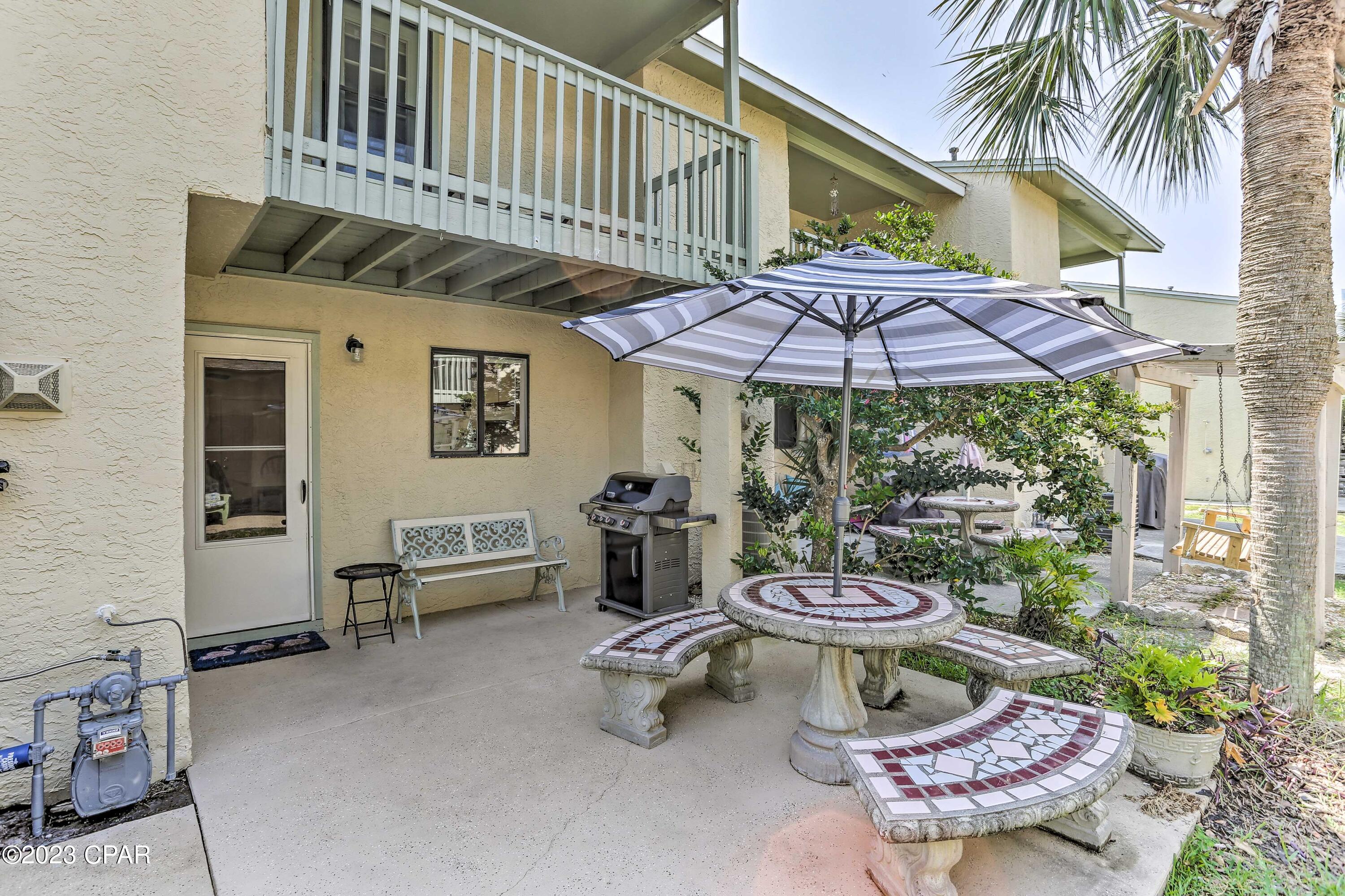JUST Reduced- Better check this Fully Furnished, 2 Bedroom and 2 Full Baths upstairs, Half Bath downstairs. In-door laundry room on ground floor off of kitchen. This unit just had a New Roof put on March 2023 and A/C is approx 4 yrs old. This unit is in a great location, just a few units down to the heated pool on West Leslie. This is a super clean and turnkey unit with a great patio outback is perfect to live or for a rental. Gulf Highlands is centrally located on the beach, and is in walking distance to great shopping, restaurants, post office, and of course it is only a short walk from unit to the Private Beach House with a Cafe, Upper sunning deck, pool, restrooms, a outdoor shower to rinse off coming from the beach. Property also has a golf cart parking near the Beach House so that you don't have to carry your beach items or the kids too far. Property has several walking gates as well to venture out.  Gulf Highlands has a low HOA fee of $948.82 per Quarter. These Townhomes are Fee Simple and the unit has two deeded parking spaces. The Townhomes can be added onto in the back, building out? up or both, (depending on your lot/survey. Owners can have pets (check w/ HOA) and own golf cart. This unit has been on a rental program for 3 years (minus owner usage) and has produced successfully during that time frame.  Amenities: 11 Pools (5- Heated), 4 Tennis Courts- Pickleball, (2- Lighted), 18 Hole Mini Golf, 2 Playground areas, Fitness Center, Shuffleboard Courts, Conference Center, and a Private Club House- Cafe- Upper deck- Outside shower to rinse off- bathrooms - and private access on beach. (*closed for renovations- due to open soon) Age, SF, and dimensions approximate.