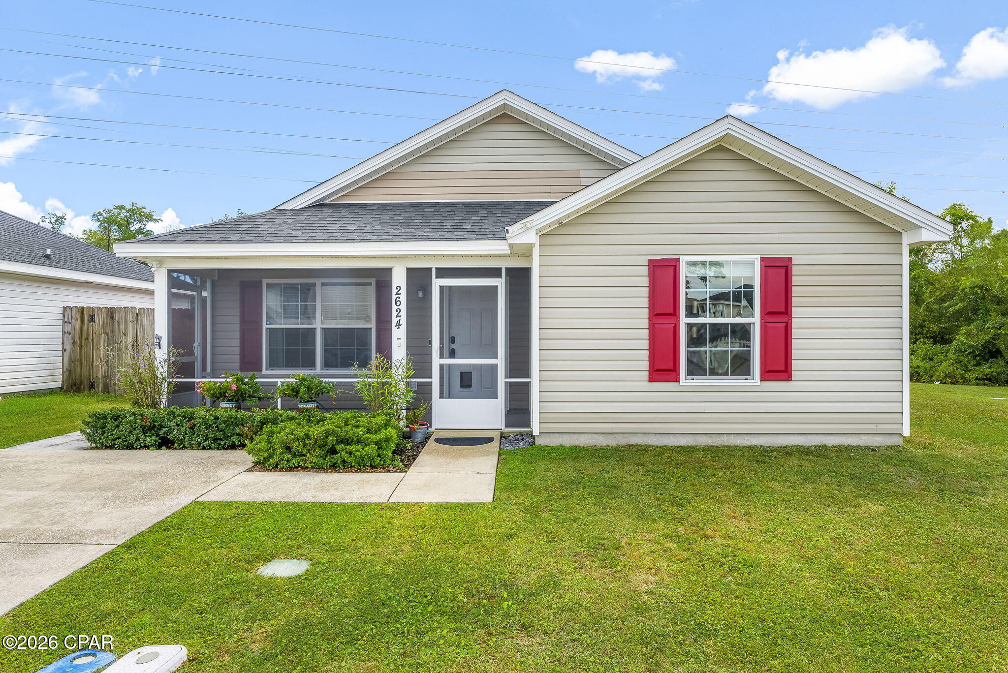 This 3-bedroom, 2-bath home in Panama City, FL offers comfortable living with carpeted bedrooms and wood-look LVP flooring throughout main areas. The kitchen is equipped with stainless steel appliances, and a dedicated laundry room adds convenience. Enjoy the screened-in front porch for outdoor relaxation and a fenced backyard providing privacy. Lawn care is included to simplify exterior maintenance.