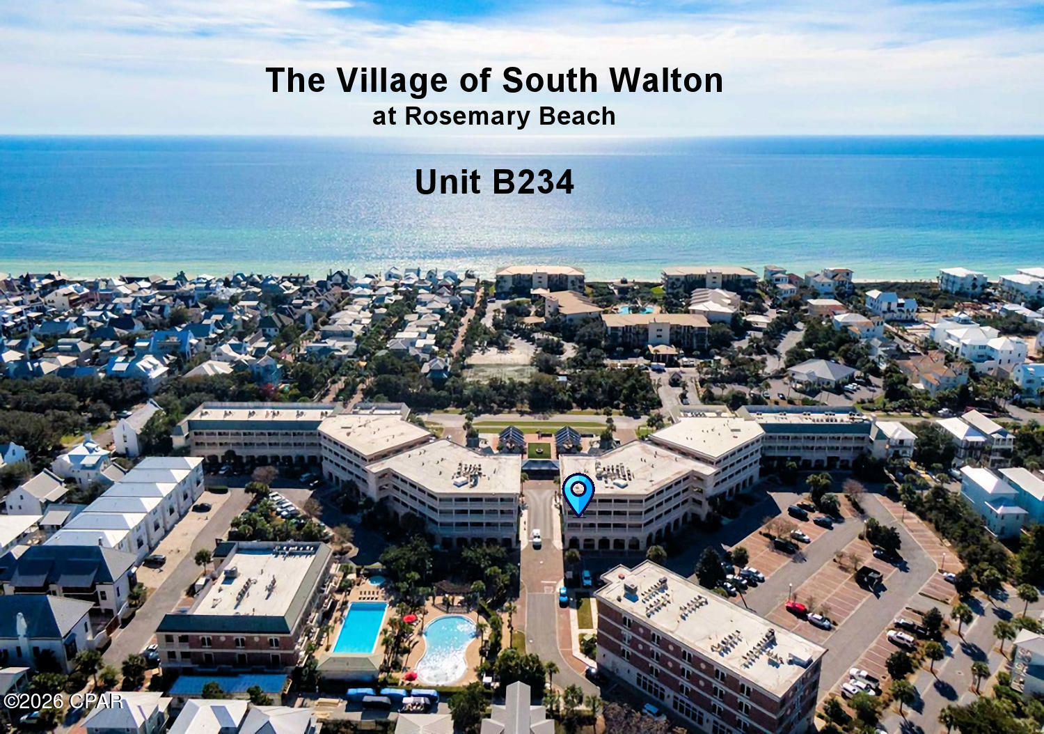 Ready to embrace the carefree 30A lifestyle? The Village of South Walton is your perfect destination along this sought-after coastal corridor, featuring charming ''Old Charleston'' style architecture. Nestled conveniently between the vibrant shops and eateries of Rosemary, Seacrest, and Alys Beach, this spacious second-floor end unit is a gem with tall windows offering a lovely view of the scenic heated pool. The floor plan includes a kitchenette equipped with a mini fridge, microwave, sink, and bistro dining. The living space seamlessly transitions to a cozy sleeping alcove, and the full bath features a tub+shower combination. This turn-key property is a fully furnished rental investment and your instant beach retreat; this popular location will create many return guests. You can enjoy and offer the luxurious convenience of onsite pool, hot tub, retail shops, restaurants, artist kiosks, and live music; alongside unforgettable pop-up activities and a farmer's market. Take a leisurely walk, rent a bike, or hop on the seasonal tram to the nearby deeded beach access or walking/biking path. Beach service with chair and umbrella rentals are available to ensure a relaxing day on the sand, where the sparkling emerald waters await to refresh you. Explore miles of bike paths winding through unique coastal communities. Owning here can truly be a life-changing experience. Request a Cost To Own Estimate today to discover how this vacation investment uses rental income to cover ownership expenses.