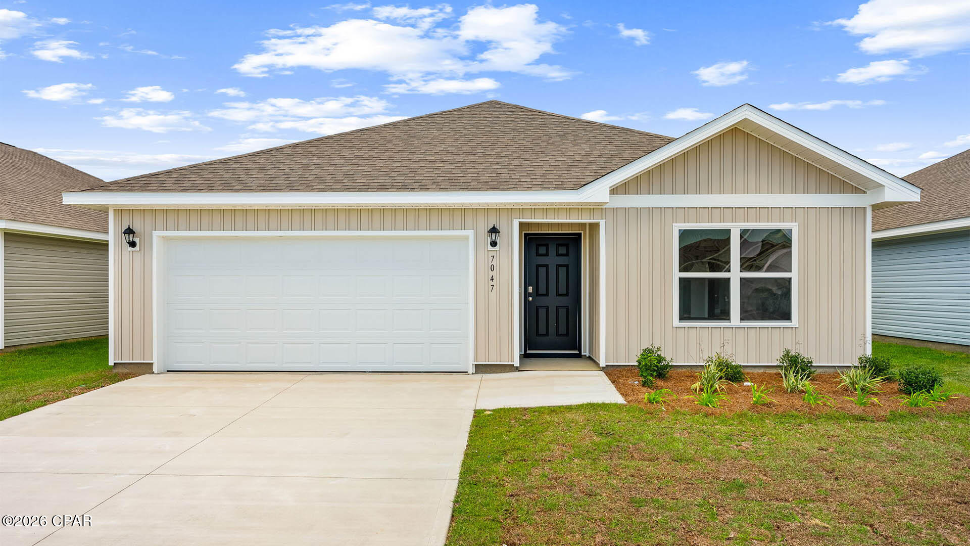 Welcome to the Aldridge, a new home floor plan at Liberty in Panama City, Florida. The Aldridge is one of our one-story floorplans featured in our Liberty community in Panama City, Florida. Featuring a front primary bedroom, 2 car garage, and open living room and kitchen, it is a cozy home designed for the first-time home buyer.

As you enter this 3 bedroom, 2 bath home, you will see 1,293 square feet of spacious, comfortable living. Inside you will see 8' ceilings throughout, engineered vinyl plank flooring throughout the main areas, and soft carpet in the bedrooms. Granite countertops, white cabinetry and a spacious open living room and kitchen make this home perfect for having guests over. The kitchen has a center island that is perfect for serving children and guests, a pantry, white cabinets with soft-close and stainless-steel appliances including a smooth top range, microwave, and dishwasher. Located right next to the dining area, this makes serving meals with ease. The primary bedroom has a spacious walk-in closet and large windows on the front of your home. The primary bathroom and features a double vanity with granite countertops, white cabinets with soft-close, and a shower. The guest bathroom features a single vanity with granite countertops and a shower. Like every home in Liberty, this home comes with Smart-Home technology, using modern advancements to control your new home with ease.

On the outside of your home, you will see durable vinyl siding, a spacious two-car garage with an opener and a fully sodded yard to the property lines. This home comes equipped with dimensional shingles with a limited lifetime warranty, electronic deadbolts on all exterior doors, weatherproof outlets, and hose bibs. Sidewalks line the neighborhood streets for you to enjoy the beautiful Florida weather. Our Liberty community features underground utilities making it less susceptible to damage from severe weather leading to fewer outages and more reliable service. Residents of Liberty can enjoy exclusive access to two amenity centers, complete with two pools, a children's splash pad, two playgrounds for endless fun, a well-equipped fitness center, two pickleball courts and a basketball court to name a few things.

Embrace the lifestyle you deserve where every detail is curated for your ultimate enjoyment. Come and see why the Aldridge is the perfect new home for you. Contact us today to find your home at Liberty!