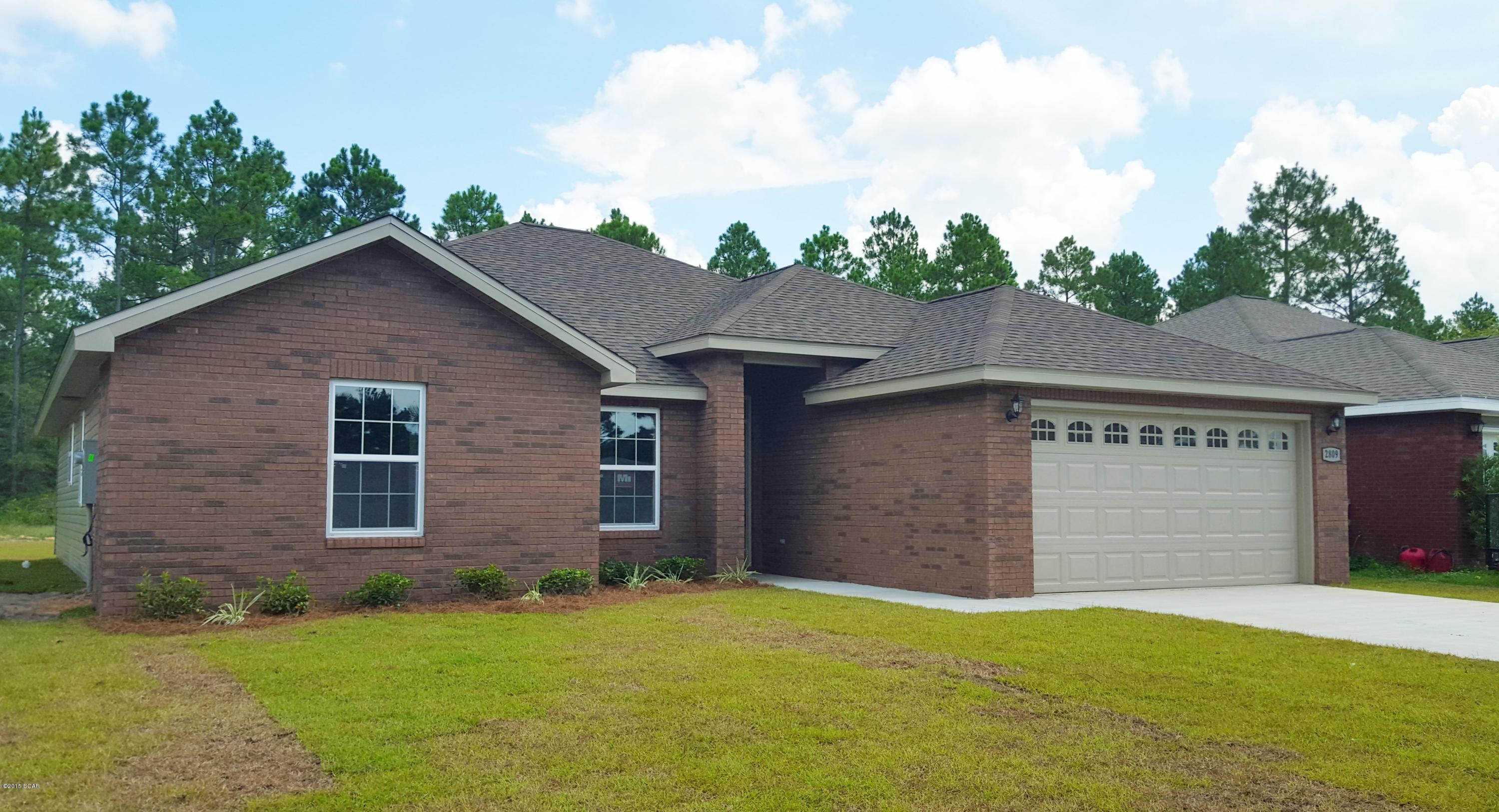 NEW CONSTRUCTION-READY TO MOVE IN-3 bedroom 2 bath home located in the desired Cedar's Crossing subdivision! Minutes from Tyndall AFB, shopping and schools. This home features 10' ceilings, crown molding, recessed lighting, and an open floor plan. Master bedroom has tray ceiling with crown molding; Master Bath has double vanity, garden tub with glass tile trim and separate shower with 2-his & her walk-in closets. Additional features: ''Private'' backyard,covered back patio, and sprinkler system. Cedar's Crossing has underground utilities,sidewalks, street lights, and the neighbors seem pretty nice too!! All information and measurements are estimates and should be verified if deemed important