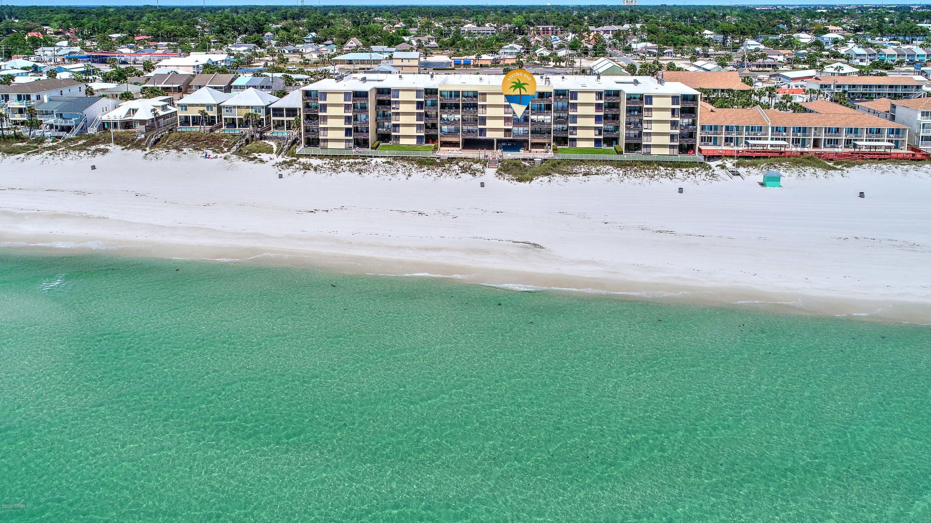 The idea of a condominium that is quiet and considered low density with only 5 floors in the building - one that comes mostly furnished with newer expensive sliding doors that stopped interior damage during a hurricane - one that is affordable with 2 bedrooms and 2 bathrooms - should sound appealing! Add the million dollar view of the gorgeous sandy beaches and emerald waters of the GULF of MEXICO and you will want to see this special unit! Beloved by many, GULFGATE on the east end of Panama City Beach is near some quite famous restaurants, close to boat ramps and close to the St Andrews State Park- Winter or Summer guests will enjoy it, bringing you some rental income. (Oops- you missed it. NOW under contract - )