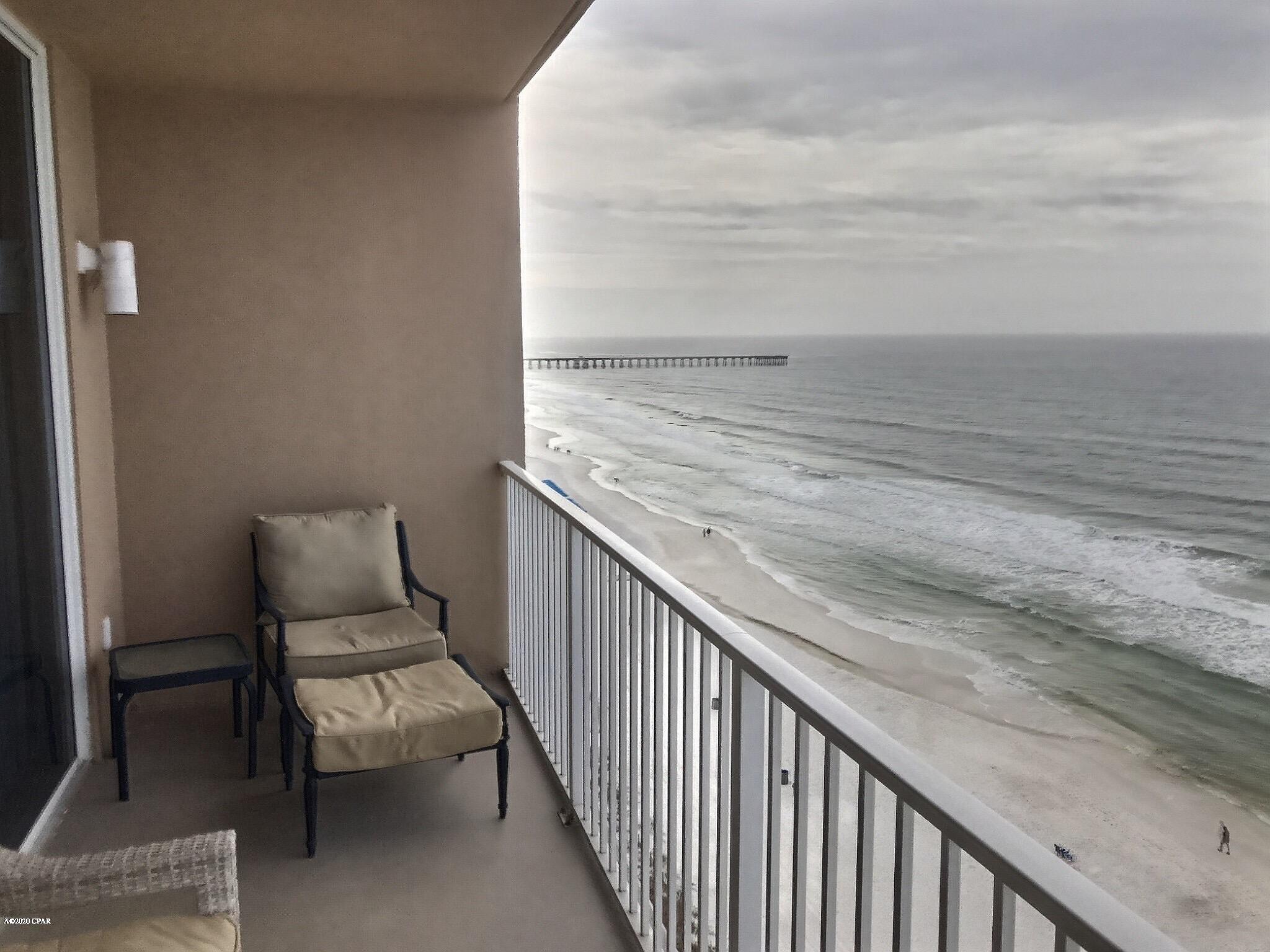 CURRENTLY UNDER CONTRACT, SELLER ACCEPTING BACKUP OFFERS - LOCATION, LOCATION, LOCATION!! Enjoy one of the resorts with the most amenities in all of Panama City Beach-TIDEWATER BEACH! Unit 912 is a beautifully furnished, Master bedroom on the gulf + bunk room condo at this mega-beach resort. Stunningly excellent 180-degree panoramic views of the sparkling emerald green gulf waters and white sand beaches from sunup to sunrise. In the middle of the building, unit 912 offers 923 sf of pure comfort. The unit can sleep 6 comfortably and is tastefully decorated, featuring distressed wood looking LVP throughout for easy care and maintenance. Kitchen offers granite counters and a full array of newer, charcoal stainless steel appliances. Great rental investment property with on-site rental desk. Tidewater is a vacation rental dream with 2 outdoor pools, indoor pool, tiki bar, restaurant, steam/sauna, fitness room, full movie theater, convenience store, beach service, gift shop, covered garage parking and on site rental and assoc. mgt. Located just west of the nearby Pier Park Shopping Mall and all area dining and activities. Unit 912 at Tidewater is a MUST SEE and won't last long.