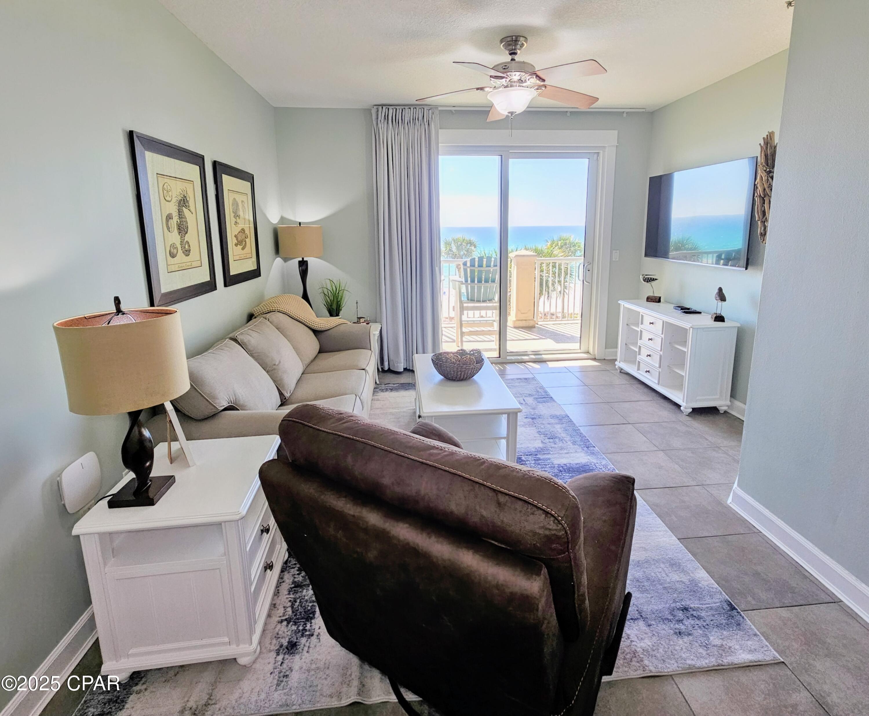 Amazing, unobstructed views of the Emerald Coast set this condo apart from the rest. Compare it to other units and you'll quickly see the difference -- why pay for only half the view? Opportunities like this are rarely found.

This luxury 2-bedroom, 2-bath beachfront condo features an additional nook and comfortably sleeps 8 with a sleeper sofa. A perfect blend of breathtaking views, space, and comfort.


This 4th-floor condo overlooks Grand Panama's beautiful pool and hot tub and has gorgeous views of the emerald waters! Many beachfront condos have a pillar blocking part of the view, but not this one! Listen to the waves while relaxing on the balcony on the upgraded, beautiful poly furniture!

The Gulf front master bedroom boasts a king-size bed with views of the Gulf and has its own private access to the patio balcony. The en suite bathroom includes a soaker garden tub and a gorgeous, totally renovated, tile walk-in shower.

You will find a queen size bed with private access to the hall bathroom in the 2nd bedroom. A full-size bed adorns the nook area. The second bathroom shower has also been totally renovated!

After a long day at the beach, relax in the living room on the unit's sofa sleeper couch or recliner while watching television on the large smart TV.

This resort features a beachfront spa pool, as well as a 2nd rooftop pool deck and spa pool located in Tower 2. Both pools are seasonally heated! Tower 1 pool has an on-site Tiki Bar (seasonally) that serves food and drinks. There are gas grills located by each pool for guest use and the charcoal grills are located on the north side of the 2-story parking garage. The state-of-the-art workout room is located in Tower 2. There is also covered parking and a dog park! The resort is one of only a few resorts in PCB that allow vacation rental guests to bring pets (some restrictions apply)! This is a fabulous competitive advantage for renting!

Grand Panama is just a short walk away from many amazing restaurants. If you want to have some fun with the family, Shipwreck Water Park is right around the corner! You are also within walking distance of the Shoppes at Edgewater which offers many shopping and entertainment options! Pier Park and Frank Brown Park are a convenient drive away.

In the Fall of 2023 the following was replaced: Hot Water Heater, Refrigerator, Stacked Washer and Dryer, Sleeper Sofa, Recliner, bedroom mattresses.

Call today and schedule your private showing of this beautiful condo! This is a great opportunity to own a piece of the Emerald Coast and your slice of paradise!