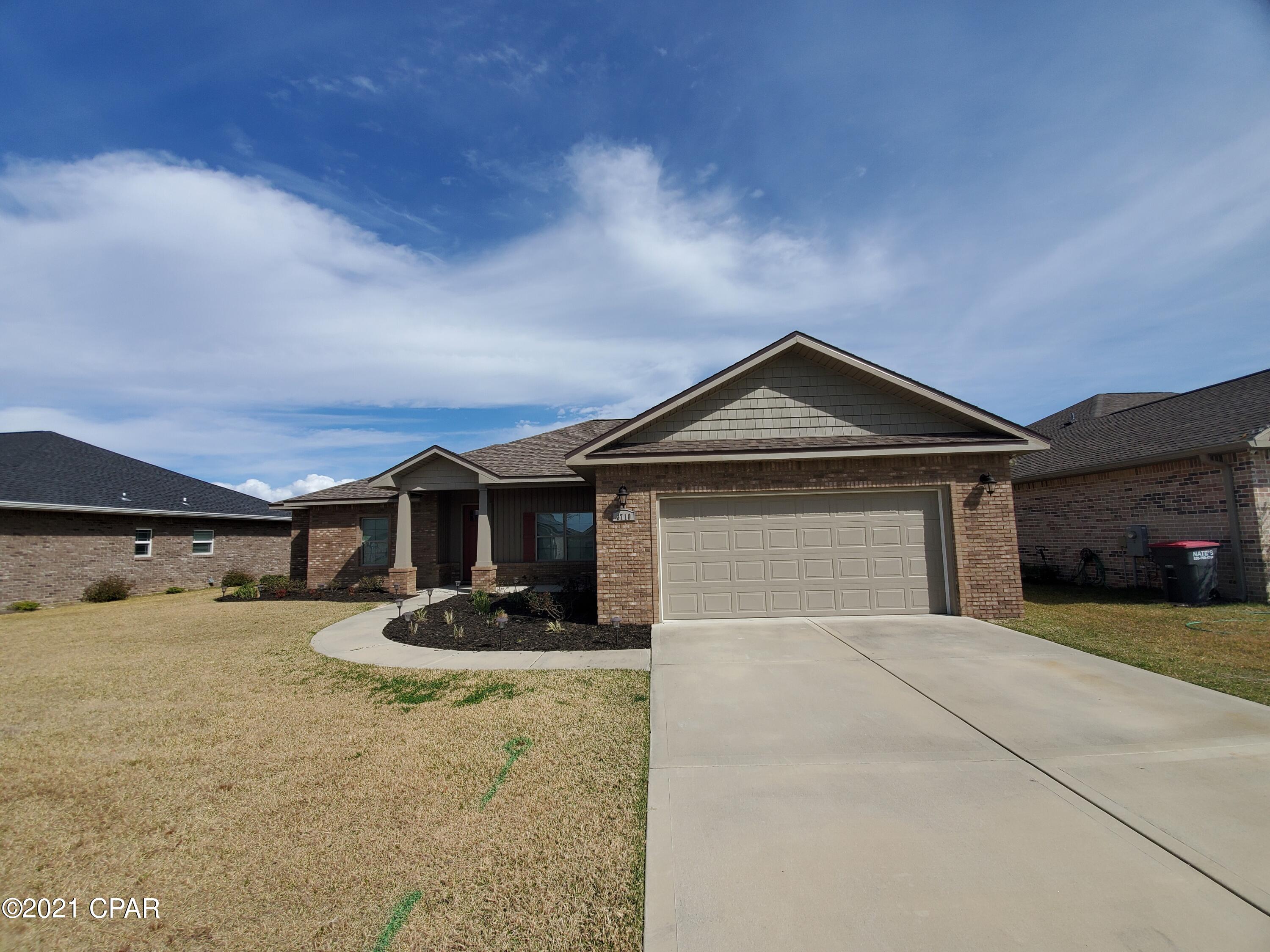''CURRENTLY UNDER CONTRACT, SELLER WILL CONSIDER BACKUP OFFERS'' Located just 10 minutes from the Panama City Mall, this 4BR/2BA home offers easy access to Tyndall Air Force Base, greater Panama City, and Panama City Beach! The open floor plan boasts 9 foot tray ceilings in both the living room as well as the master bedroom. The spacious kitchen is ready to entertain with a large island, granite counter tops, stainless appliances and a dining room. The master bath offers double vanities, a separate walk-in shower and soaking tub, along with a large walk-in closet. The split bedroom floor plan has the additional three spacious bedrooms and second bathroom on the other side of the home. Other interior features include tile flooring, recessed lighting, custom cabinetry, wainscoting, distinctive lighting fixtures and upgraded ceiling fan. The exterior of the home has a sizable 2 car garage, covered porch and sprinkler system. Cedar Park features landscaped entrance, two parks, pavilion, playground, underground utilities, custom street lighting and sidewalks. All listing info and measurements should be verified, if important.