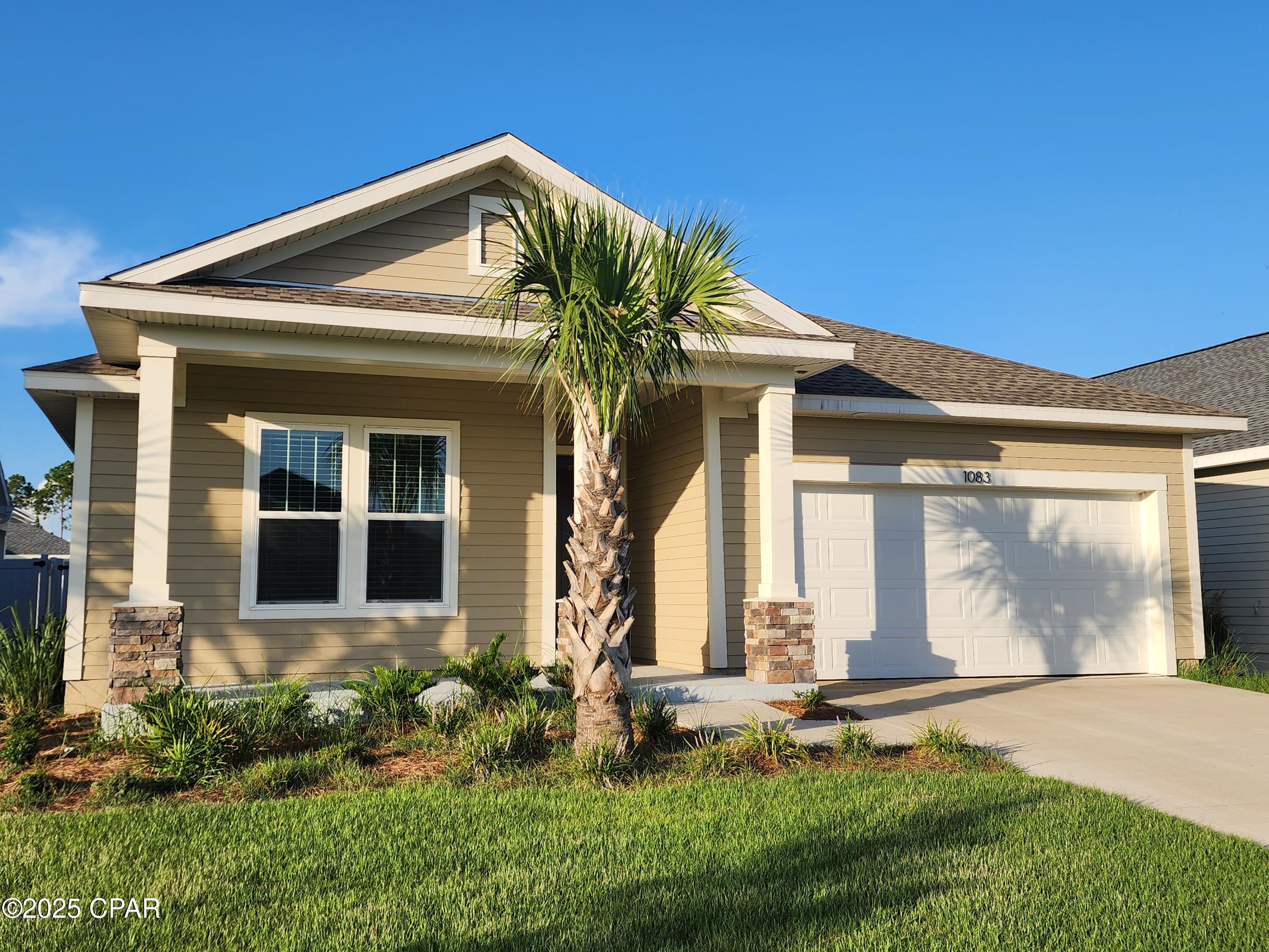 East Breakfast Point - This 3 bedroom, 2 bath steel framed home with bonus room for office features all the bells and whistles. Chef's kitchen hosts plenty of cabinet space, large kitchen island, quartz countertops, new stainless steel appliances and walk in pantry. Open living and dining area. Split bedroom floor plan. Carpet in all bedrooms, LVP flooring in all other rooms. Master bathroom features garden tub and stand along shower. Home has upgraded fixtures throughout. Fenced back yard. Community has several small parks and walking trails. Trash service provided by HOA. Gas water heater. Gas grill line is non-operational. sprinkler system on separate meter. Washer & Dryer included. Hurricane covers provided. 1 small dog with owner approval.  Deposit to TBD by owner upon approval. TENANT OCCUPIED UNITL 8/14/26.