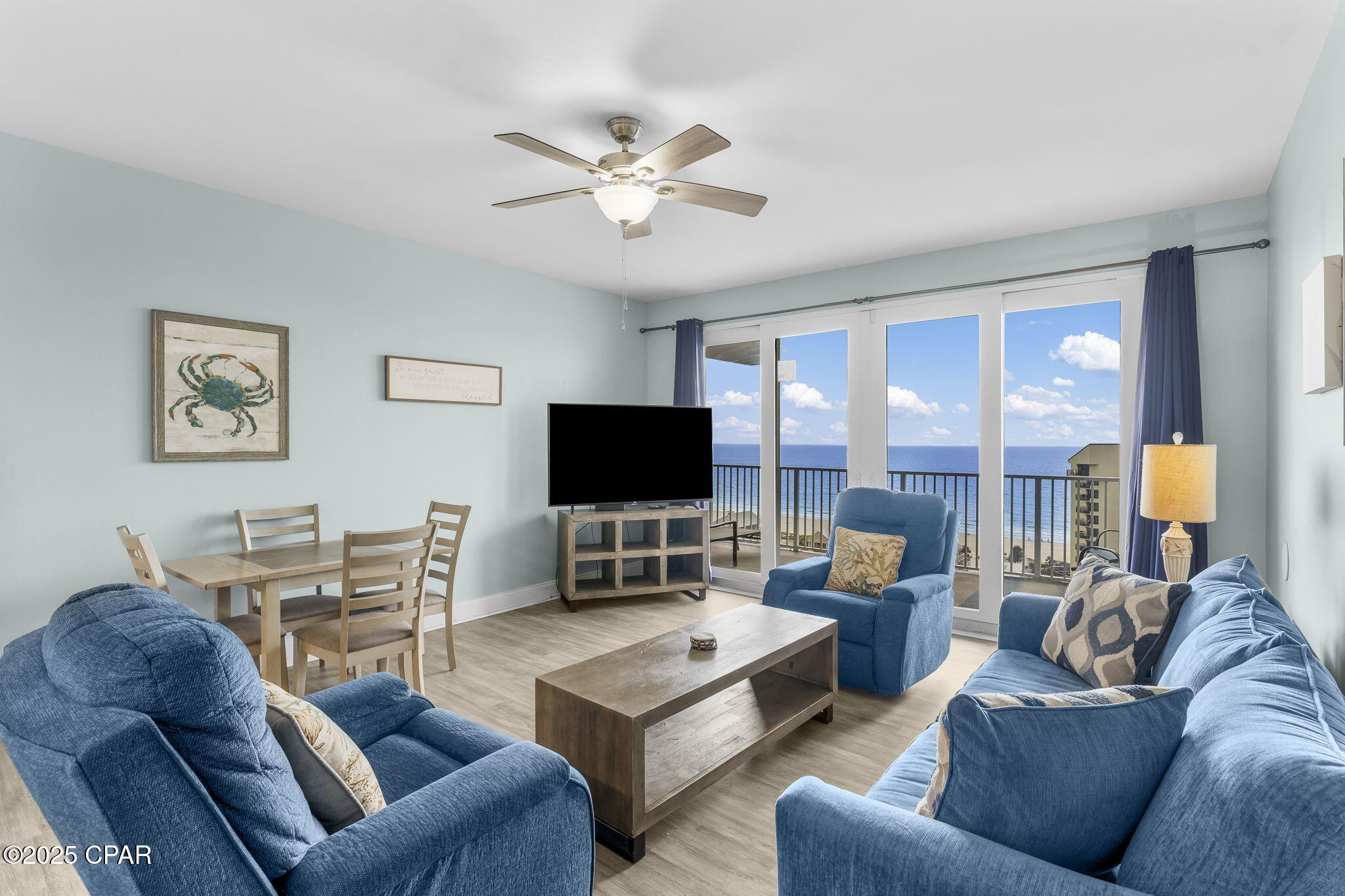 Step into a world where BEACHSIDE charm meets contemporary sophistication. Laketown Wharf 1107 is a clean TURN-KEY investment property/second home condominium. This condo offers comfort, style, and a host of TOP-NOTCH amenities. From the moment you walk in, you'll be enchanted by the comfortable design and BEACH-INSPIRED décor that creates a warm and inviting atmosphere. The PRIVATE BALCONY offers PANORAMIC VIEWS of the Gulf, perfect for enjoying evening sunsets. This unit comfortably SLEEPS 8 guests, with 2 bedrooms, cozy bunk room, and additional sleeping arrangements in the living room. ALL furnishings included. Dive into fun and excitement with access to 5 POOLS and 2 HOT TUBS. Indulge in a variety of dining options ONSITE, from casual bites to gourmet cuisine. Explore the ONSITE shops for souvenirs and beach essentials WITHOUT LEAVING the comfort of the resort. The new ONSITE billiards and bowling facility is a welcome addition to Laketown Wharf entertainment. Enjoy the two-story FITNESS CENTER overlooking the Gulf and PUTTING GREEN. A PICKLEBALL court has recently been added to the grounds. Laketown Wharf owners are allowed PETS.