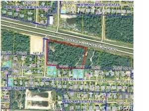 4.5 Acres of Commercial Land Fronting Panama City Beach Parkway and Florida Lane! Holds many opportunities! Zoned General Commercial. Very High Visibility! Easy Entry/Exit! High and Dry!! Make Offer!!