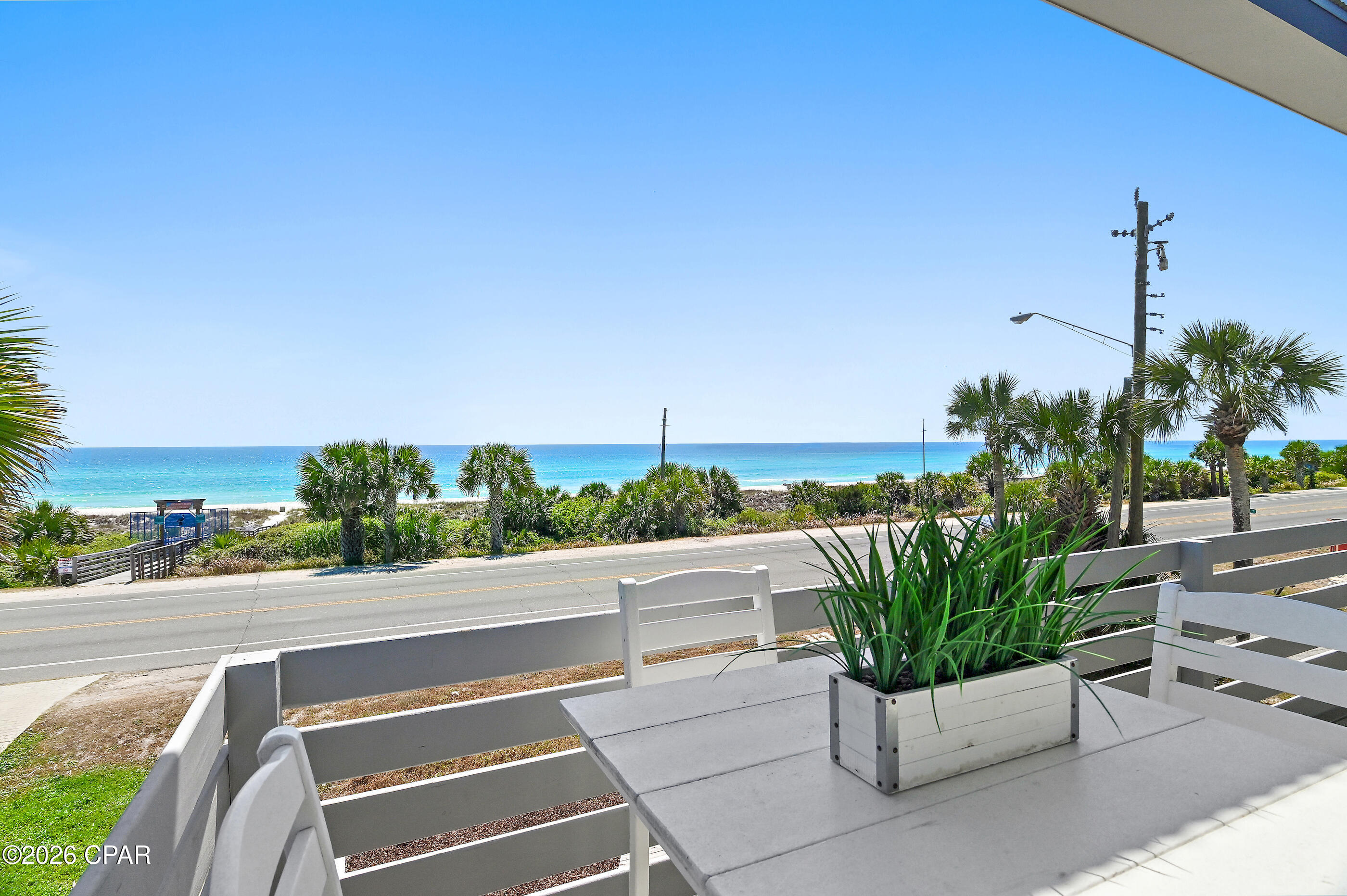 FOREVER GULF VIEWS and true beachfront bliss await in this one-of-a-kind, custom-built modern beach home in Panama City Beach. 

Designed to capture breathtaking, unobstructed water views, this stunning property showcases the sparkling Gulf from nearly every room.

Expansive windows flood the home with natural light, while the spacious porch and multiple outdoor living areas create the perfect setting for seamless indoor-outdoor entertaining. 

Wake up to the soothing sound of waves and enjoy sun-drenched interiors in the open-concept living space--ideal for both relaxing and gathering with family and friends. 

Step onto the balcony to experience the fresh coastal air and unforgettable sunsets over the water.  With its distinctive design and serene beachfront setting, this home embodies the ultimate coastal lifestyle.

Currently operating as a successful vacation rental, the property comfortably sleeps 12 and features 6 spacious bedrooms, 6 full bathrooms, a private pool, and direct private beach access to the sugar-white sands and emerald-green waters of the Gulf. This is an exceptional investment opportunity, second home, or primary residence. Experience the best of the Emerald Coast lifestyle in the heart of PCB!

Buyer to verify all dimensions, fees & written information.