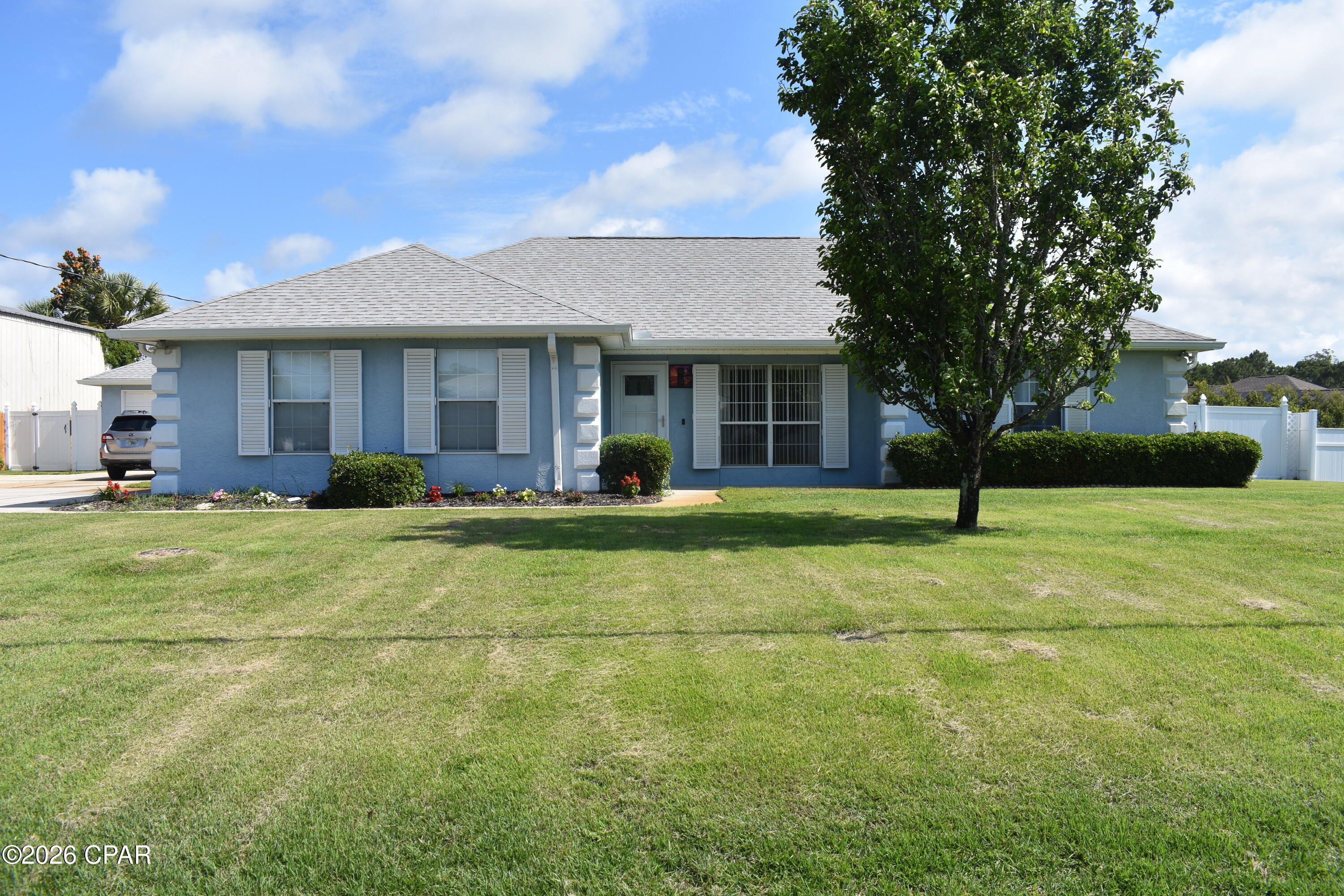 West End Panama City Beach Gem - Beach proximity, Large lot, Oversized detached Garage, Pool, and No HOA

Properties with a combination of beach proximity, easy access to the 30A corridor, no HOA, a large lot, oversized detached garage/workshop are increasingly hard to find on the desirable west end of Panama City Beach.

Inside, you'll find updated flooring and bathrooms, gas fireplace, a safe room, a clean and inviting interior, and a move-in ready layout that allows you to start enjoying the coastal Florida lifestyle immediately.

Step outside through the screened-in porch to your backyard retreat featuring a shaded composite deck, saltwater sports pool and privacy fencing--perfect for entertaining, relaxing, or enjoying year-round outdoor living.

Just a 3-minute golf cart ride to the beach, you'll enjoy easy access to the sugar-white
sands and emerald waters of the Gulf while still having the comfort of a spacious
residential setting.

Whether you're looking for a primary residence, second home, or investment property, this home checks all the boxes.

A standout feature is the oversized 20' x 30' detached garage which provides ample space for vehicles, boats, golf cart, workshop needs or additional storage.

Property Features:
• 115' x 125' Lot
• Large 20' x 30' detached garage/workshop
• Updated bathrooms and flooring
• Gas fireplace
• Safe Room
• Screened-in porch
• Water softening system
• Sprinkler System on well
• Saltwater swimming pool
• Hurricane shutters
• 2-year-old roof      
• Shaded composite deck    
• • 2-year-old roof      
• Move-in Ready

Location Highlights:
• Short walk or golf cart ride to the Gulf's sugar- white beaches  
• Approximately 10 minutes to Pier Park
• Convenient access to the scenic 30A corridor
• Close to shopping, dining, entertainment, and outdoor recreation
• Quiet west-end location with excellent accessibility

This property is offered in as is condition.
Experience the perfect combination of privacy, convenience, and coastal living.