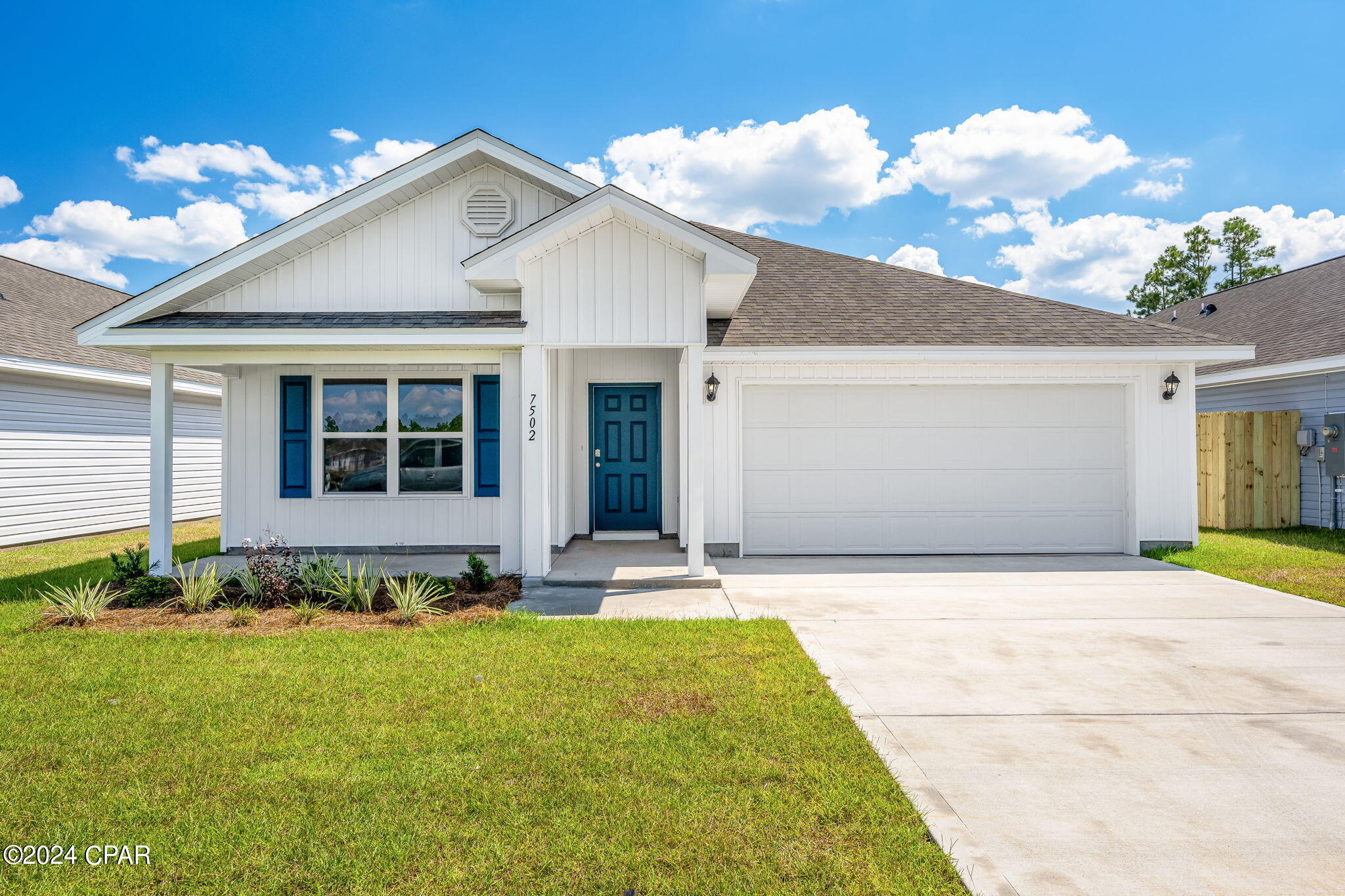New construction home located in Morningside. This Cali floor plan is located at 7502 Delancey Street. Situated on a deep lot, this home is 4 bedrooms, 2 bathrooms with a two-car garage. The exterior of this home features vinyl siding, a sodded yard with a landscaped flowerbed along the front entry. 

In the kitchen and bathrooms, you will see the beautiful granite countertops and white cabinetry that has brushed nickel hardware. The primary bathroom has a large closet with ventilated shelving and a dual sink vanity. The kitchen has stainless-steel appliances including a stove, microwave, and dishwasher with center island is open to the large living room and dining area. Three additional rooms are located off the front entry hall as well as a laundry room. 

Morningside is a great choice for military personnel working at Tyndall Air Force base as it is only about a 15-minute drive away. Morningside is located off Highway 231 making it a short drive to shopping, food, schools, and the beautiful beaches of Panama City Beach. Homes are subject to prior sale or rent. Home and community information, association fees (if any), included features, terms, availability and amenities, are subject to change at any time without notice or obligation. Drawings, pictures, photographs, videos, square footages, floor plans, elevations, features, colors and sizes are for illustration purposes only and will vary from the homes as built. Landscaping and furnishings may be decorator items not included in the purchase price and may not be available.
