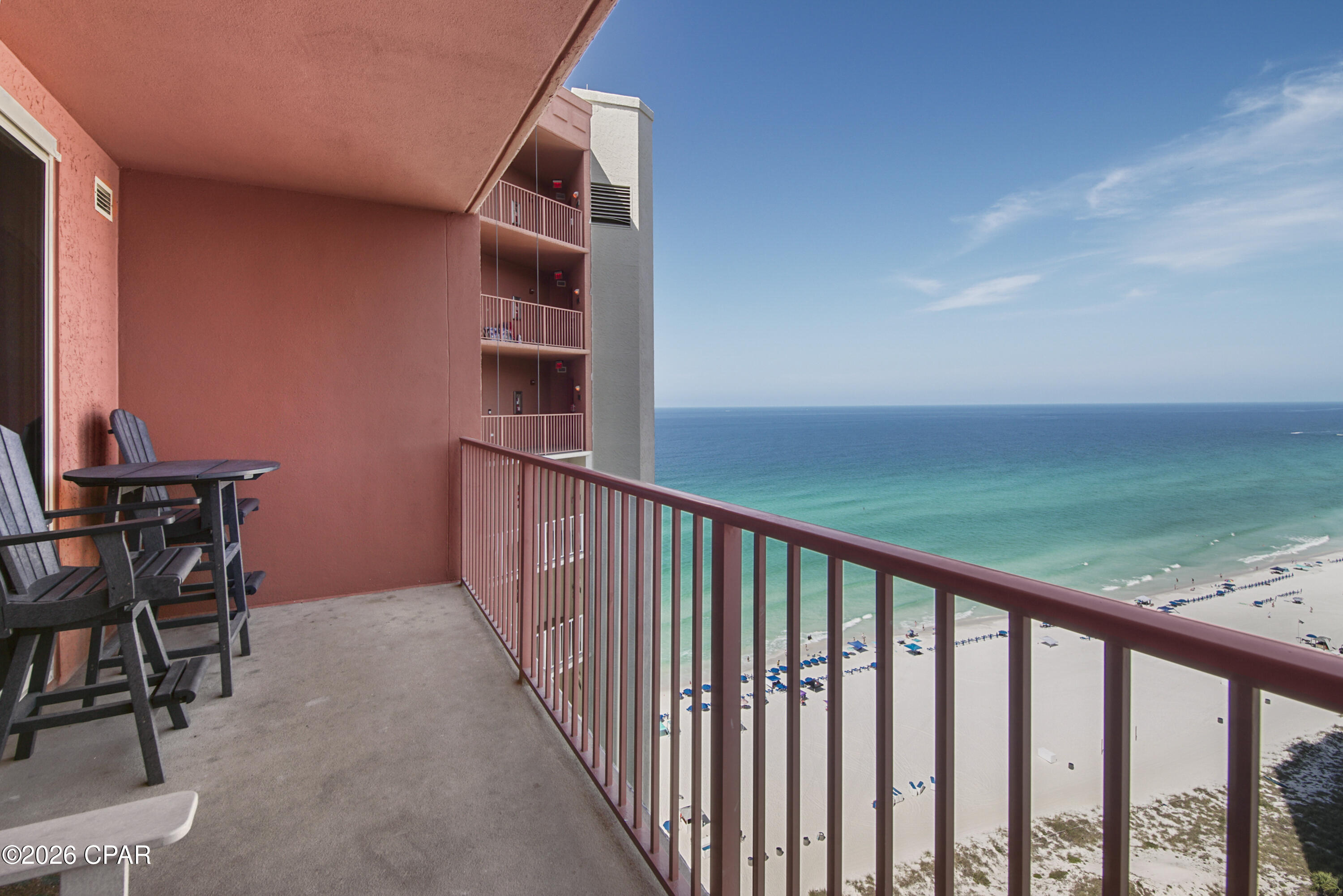 Seller offering $10,000 toward buyer closing costs! Brand new paint and bunks! Welcome to this exceptional 21st-floor Gulf-front condo in the sought-after Shores of Panama Resort, located in the heart of Panama City Beach, Florida. This 936 sq ft unit offers incredible value in one of the area's most popular complexes. This fully furnished condo features 1 bedroom, 2 full bathrooms, and a separate bunk room, comfortably sleeping up to 6 guests, including the sleeper sofa in the family room. The modern kitchen is equipped with stainless steel appliances, granite countertops, and plenty of space for cooking and entertaining. Step onto the expansive balcony to enjoy breathtaking views of the resort-style lagoon pool and the Gulf of Mexico, a perfect spot for morning coffee or sunset relaxation.

Shores of Panama is renowned for its incredible amenities, including a 20,000 sq ft lagoon-style beachfront pool with bridges, lush landscaping, and ample lounge seating, along with a massive outdoor hot tub, indoor heated pool, and hot tub. On-site dining options include tiki bars and the Sunset Bar & Grille. The resort also boasts a private beach area, a state-of-the-art fitness center, and easy access to water sports facilities. Situated just steps from the white sand beaches and a short distance to vibrant shopping, dining, and entertainment, this condo offers the perfect blend of relaxation and convenience. Don't miss this opportunity to own a beautifully appointed Gulf-front condo in one of Panama City Beach's premier resorts. Contact us today to schedule your private showing!