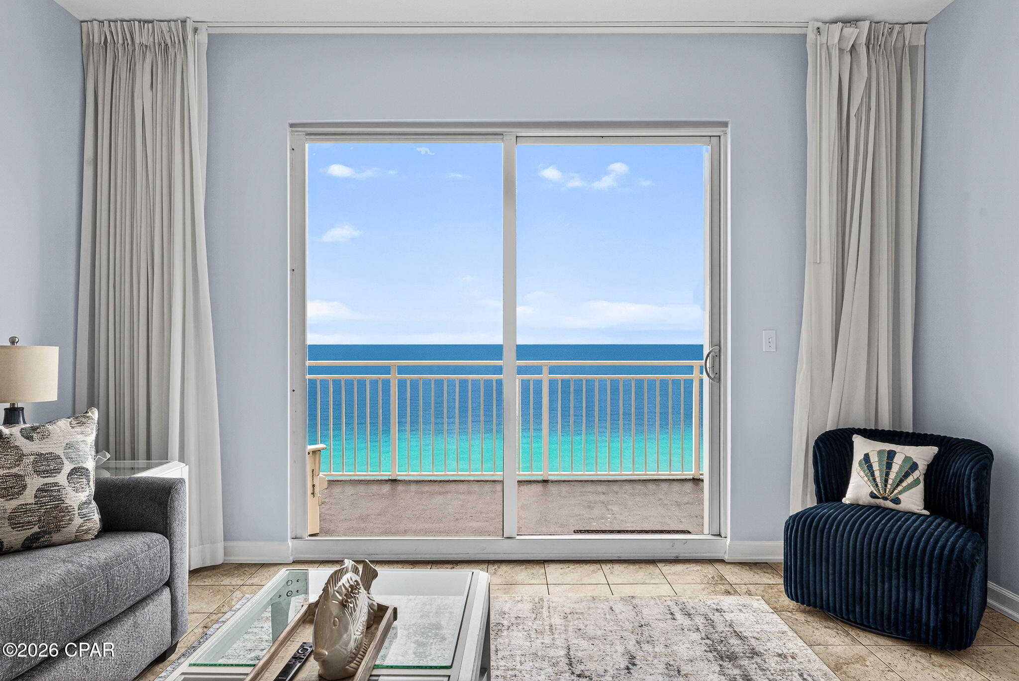 Experience coastal living at its finest in this stunning 19th floor penthouse Gulf-front condo at Sterling Reef Condominiums. This beautifully updated two-bedroom, two-bath residence offers breathtaking views of the turquoise and emerald-green waters of the Gulf, perfectly complemented by sugar-white sands stretching for miles.

Designed for both comfort and style, this turnkey-rental ready condo comfortably sleeps up to six guests and features fresh updates throughout--including new paint completed within the last week, along with a new couch, chair, and rug that bring a bright, modern feel to the space. The open living area flows seamlessly onto a spacious Gulf-front balcony, where you can relax, dine, or simply take in the unforgettable sunsets.

The primary suite is a true retreat, complete with a private en-suite bath and its own direct balcony access--perfect for enjoying your morning coffee with the sound of the waves. The second bedroom and full bath provide ample space and privacy for guests or family.

Sterling Reef offers exceptional amenities, including a beachfront pool, fitness center, outdoor grilling stations, and picnic areas--everything you need for the perfect beachside lifestyle. The location is unbeatable: situated directly next to M.B. Miller County Pier, you'll have front-row seats to incredible views and fishing opportunities. You're also across the street from Shipwreck Island Waterpark and just minutes from shopping, dining, and entertainment at Pier Park.

Even better, enjoy spectacular Independence Day fireworks right from your own balcony--no crowds required.

This condo is a proven rental with great rental history. Even better, reservations are already secured for 2026, offering immediate, turnkey income for the next owner.

Whether you're looking for a personal getaway, investment property, or vacation rental, this penthouse truly has it all--luxury, location, and lifestyle you simply can't beat.