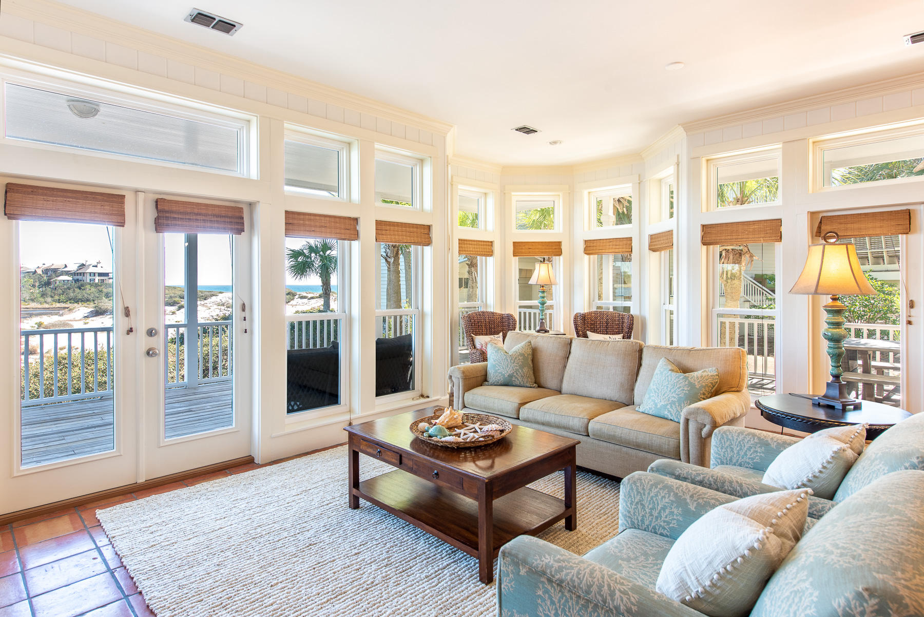 Expansive GULF VIEWS and DRAPER LAKE FRONT beach home in the GATED, GULF-FRONT community of OLD FLORIDA BEACH. This 3 story beach home is perfectly situated above the dunes and features incredible views of both Draper Lake and the Gulf of Mexico from the large covered wrap around porches that provide great outdoor living experiences. This is a second row home and is just steps away from the community boardwalk that leads you to the white sands of the Emerald Coast. Walk to Goatfeathers and other area restaurants. Short bike ride to Seaside, Gulf Place, and Grayton Beach or just stay at home and enjoy the community pool and amenities. The home is perfect for gatherings in the open spacious family room with walls of windows, wrap around balconies, and an ideal kitchen/dining area. This home has been lightly lived in and well maintained.  Originally, a builder's own home,  every detail was well planned and addressed.  Over sized bedrooms, especially the master suite, which will not disappoint.  Great views and the master balcony brings the Gulf of Mexico right in to your suite.  Great family home, secondary vacation home, or great investment property.  NOT in the rental pool so showing approval is fast and easy.