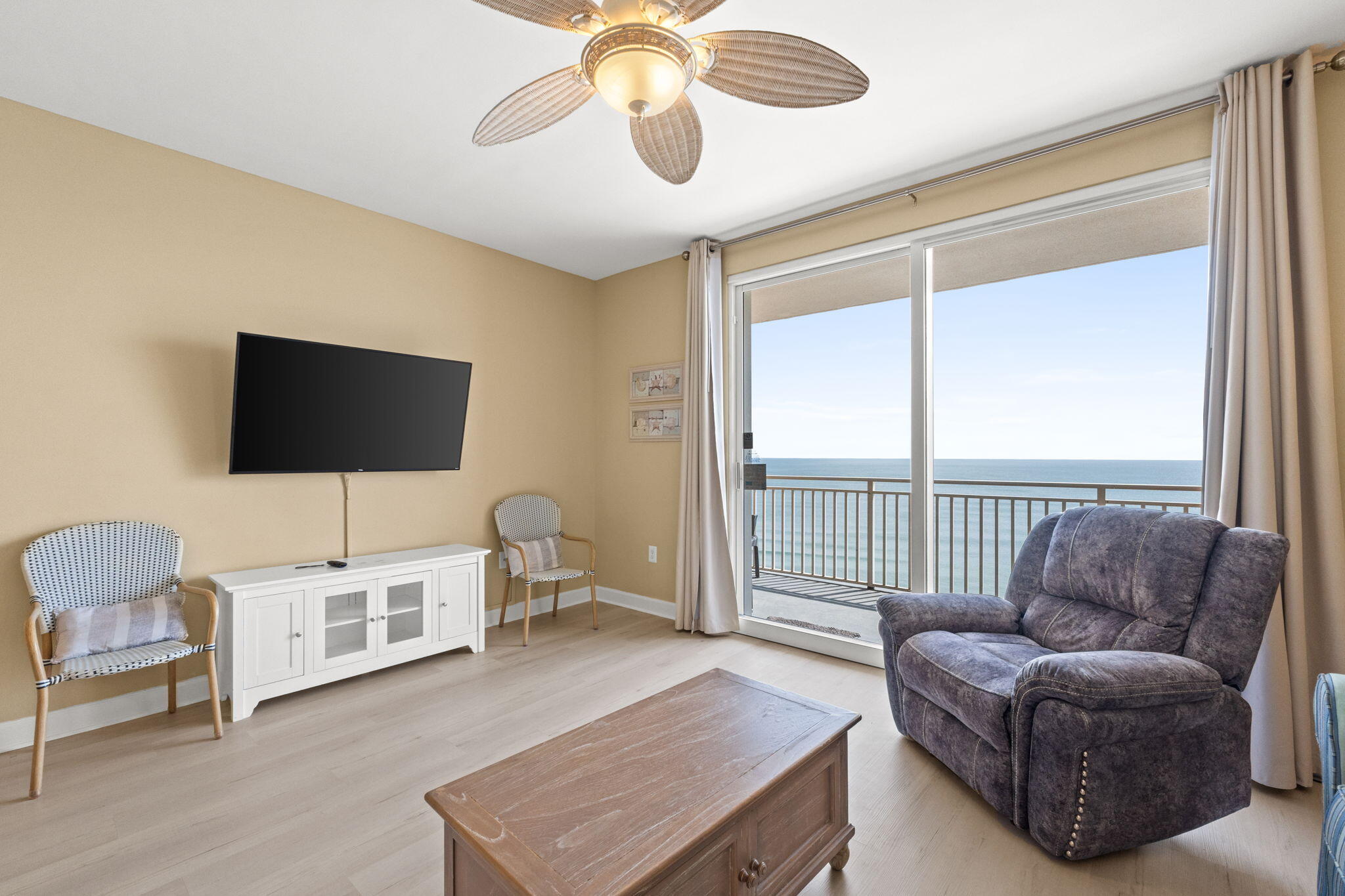 Beach living at its finest in the perennial favorite beach property, Splash - which offers some of the BEST rental income potential anywhere on the beach! Splash's incredible location on the west end of Front Beach Rd. and outstanding on-site amenities creates a resort style environment that is unique in Panama City Beach. Beautifully furnished, Gulf front condo - this 1 bed, 2 bath floor plan offers everyone plenty of room (sleeps 6). The beachy-chic themed unit features 9' ceilings, a spacious master suite, bunks, a large balcony, and interior upgrades such as stainless appliances, slab granite counters in the kitchen and bathrooms, brand new luxury vinyl plank flooring throughout. Conveys meticulously maintained and with a fantastic rental history. Property is equipped with the revolutionary Coastal Green Air system to efficiently manage appliance use and lower energy and maintenance costs. Splash! Offers all the Amenities of a true destination resort...over 400 feet of pristine Gulf frontage, welcoming resort style lobby, two distinct waterpark environments - Complete with Lazy River, Toddler Frog and Turtle Splash Pad, and kids Water Bucket Playground, full state-of-the-art Fitness Center, a Pool and Jacuzzi just for the Adults, Island Style Beach Bar and Grill, Covered Parking, Interactive water Toys, and coffee & snack shop. All this PLUS Covered Garage Parking, a Beach Apparel/Surf Shop and On-Site Rental Management & Check-In desk. It's all here at SPLASH! Located in the Heart of the Best Restaurants, Shops and Entertainment of course, Pier Park!